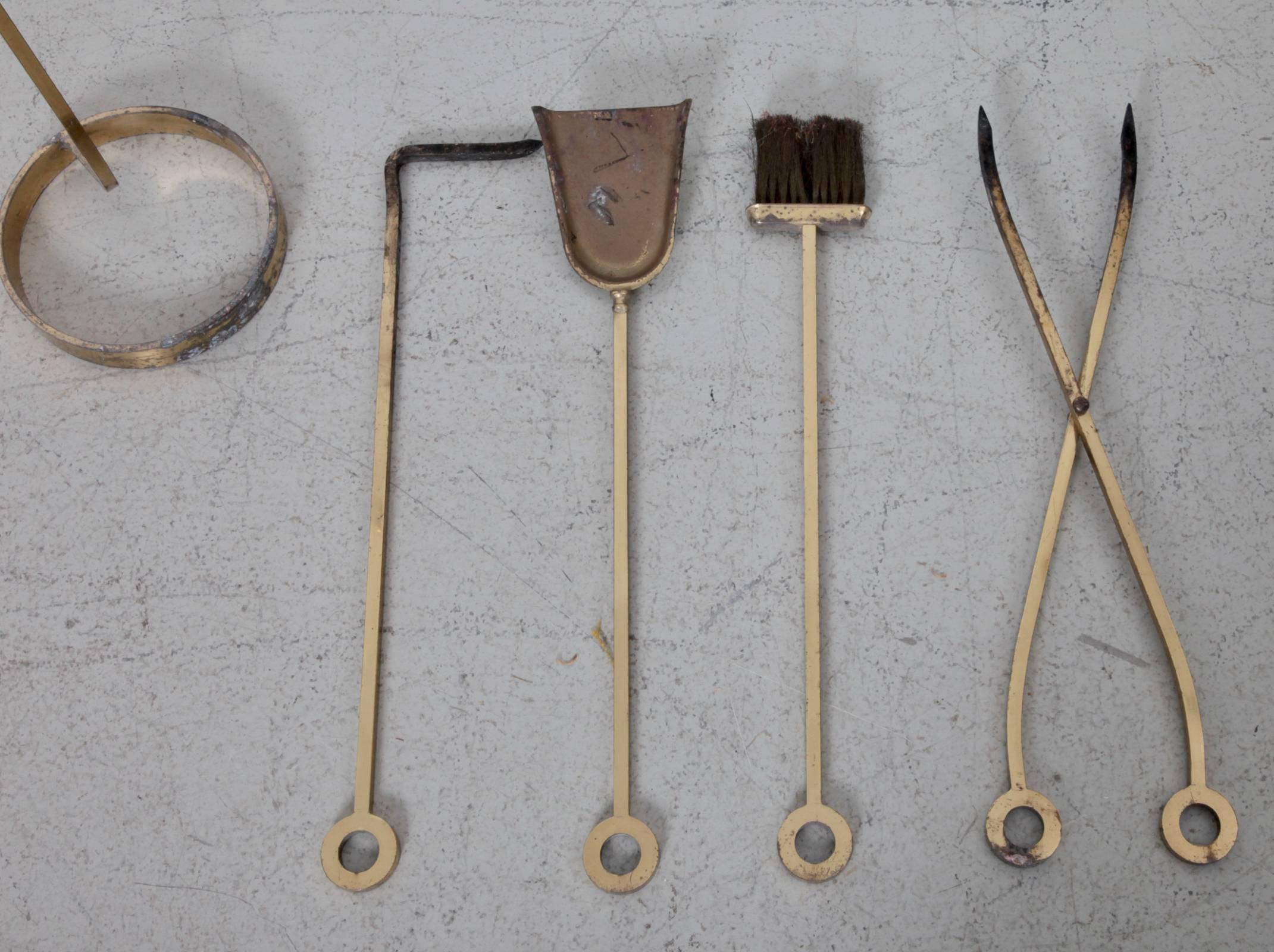 Brass Chimney or Fireplace Tools in Beautiful Vintage Condition In Fair Condition In Berlin, BE