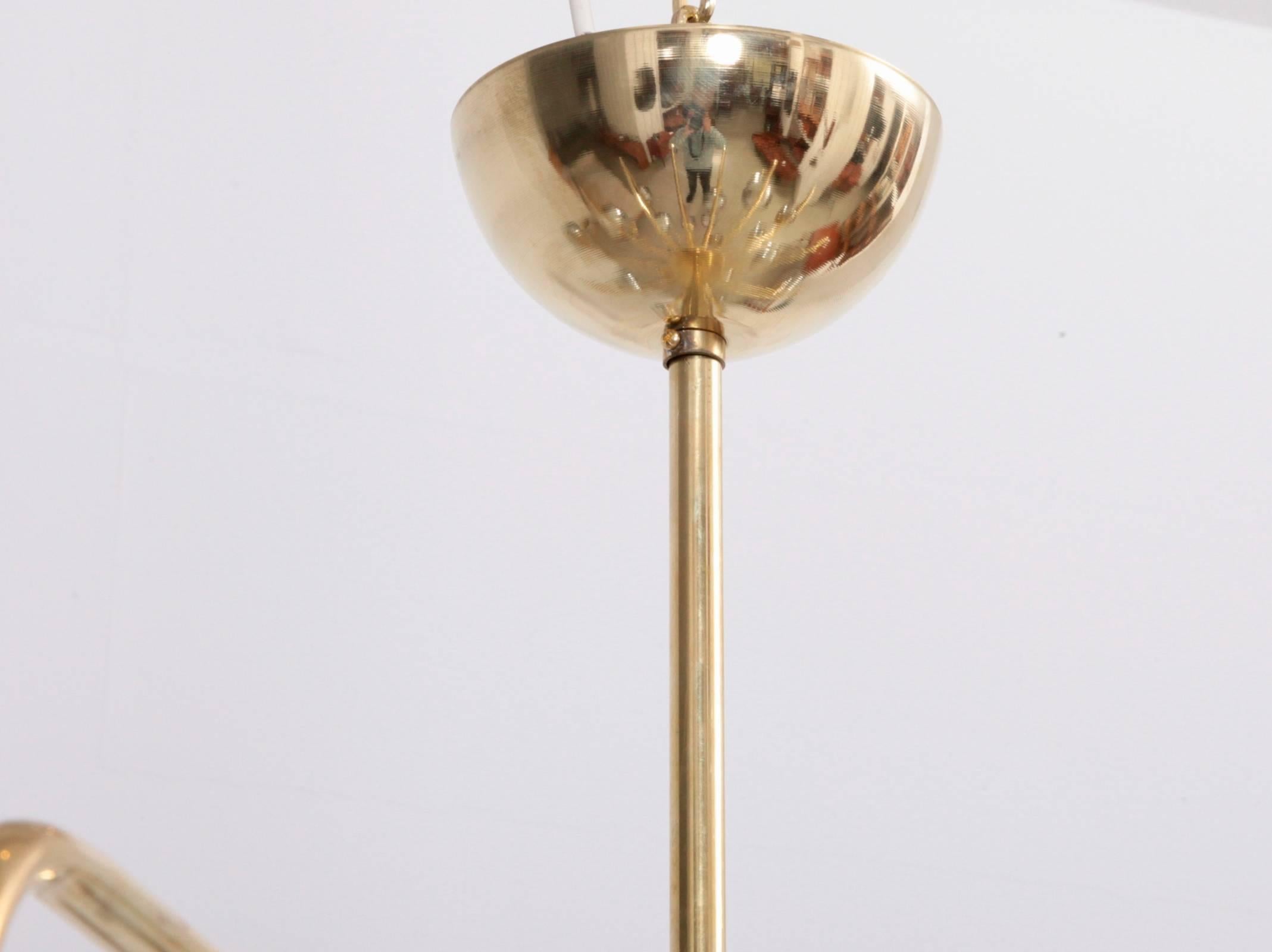Mid-Century Modern Impressive Brass and Mercury Glass Circus Chandelier in the Manner of Stilnovo