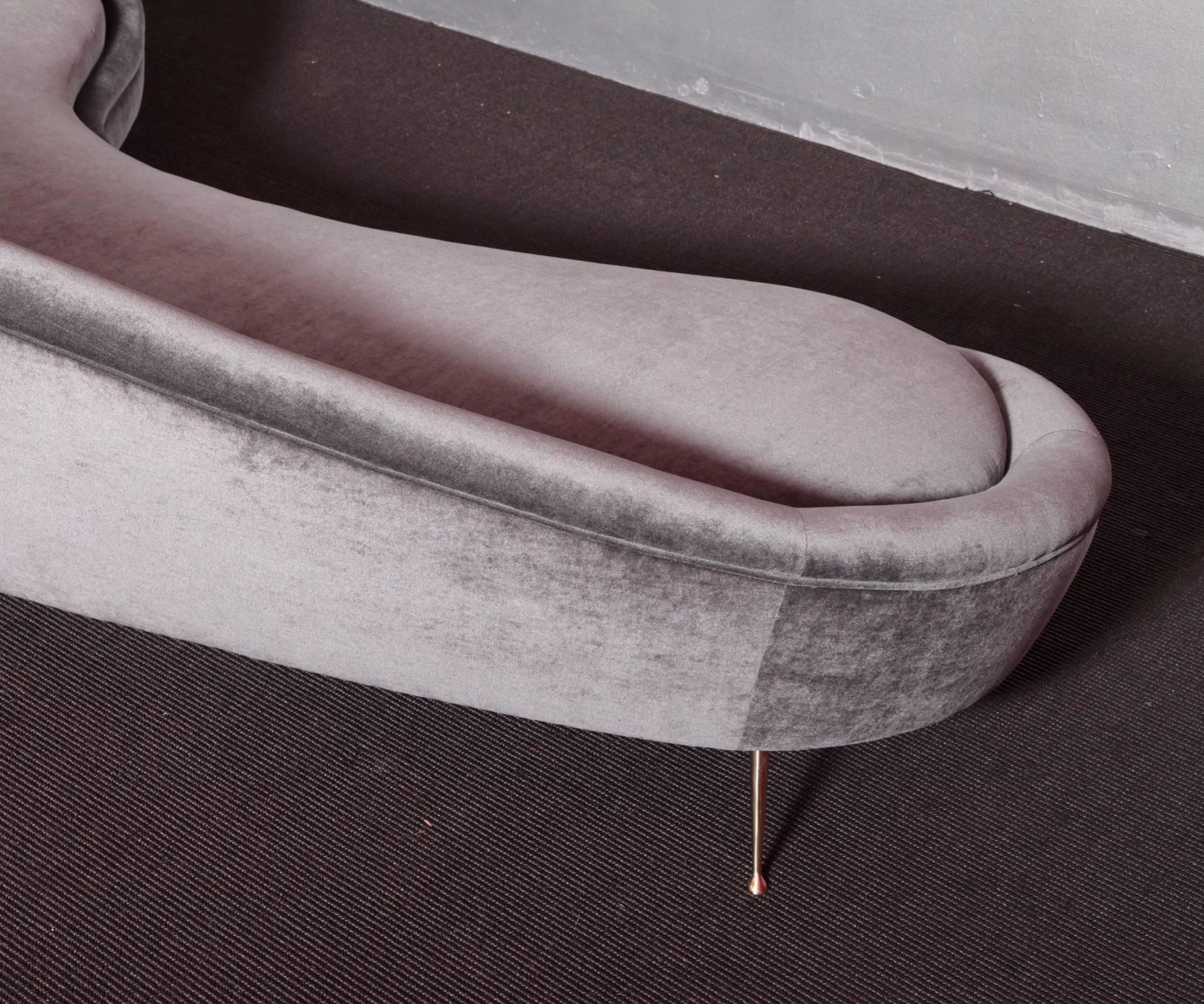Contemporary Huge Italian Velvet Sofa in the Manner of Ico Parisi