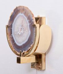 Pair of Wonderful Agate Stone and Brass Wall Lamps or Sconces