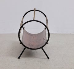 Bamboo Brass Fireplace Wood Holder in Copper and Wrought Iron
