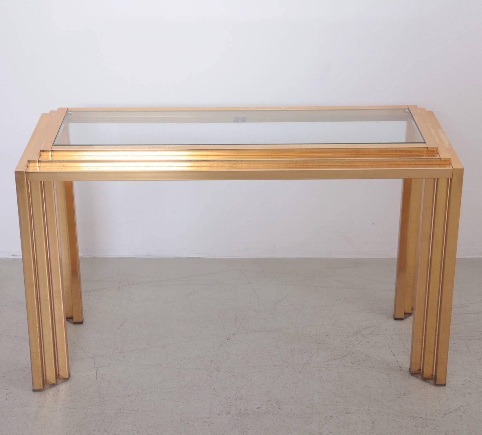 Brass Skyscraper Console or Side Table in the Manner of Willy Rizzo In Good Condition For Sale In Berlin, BE