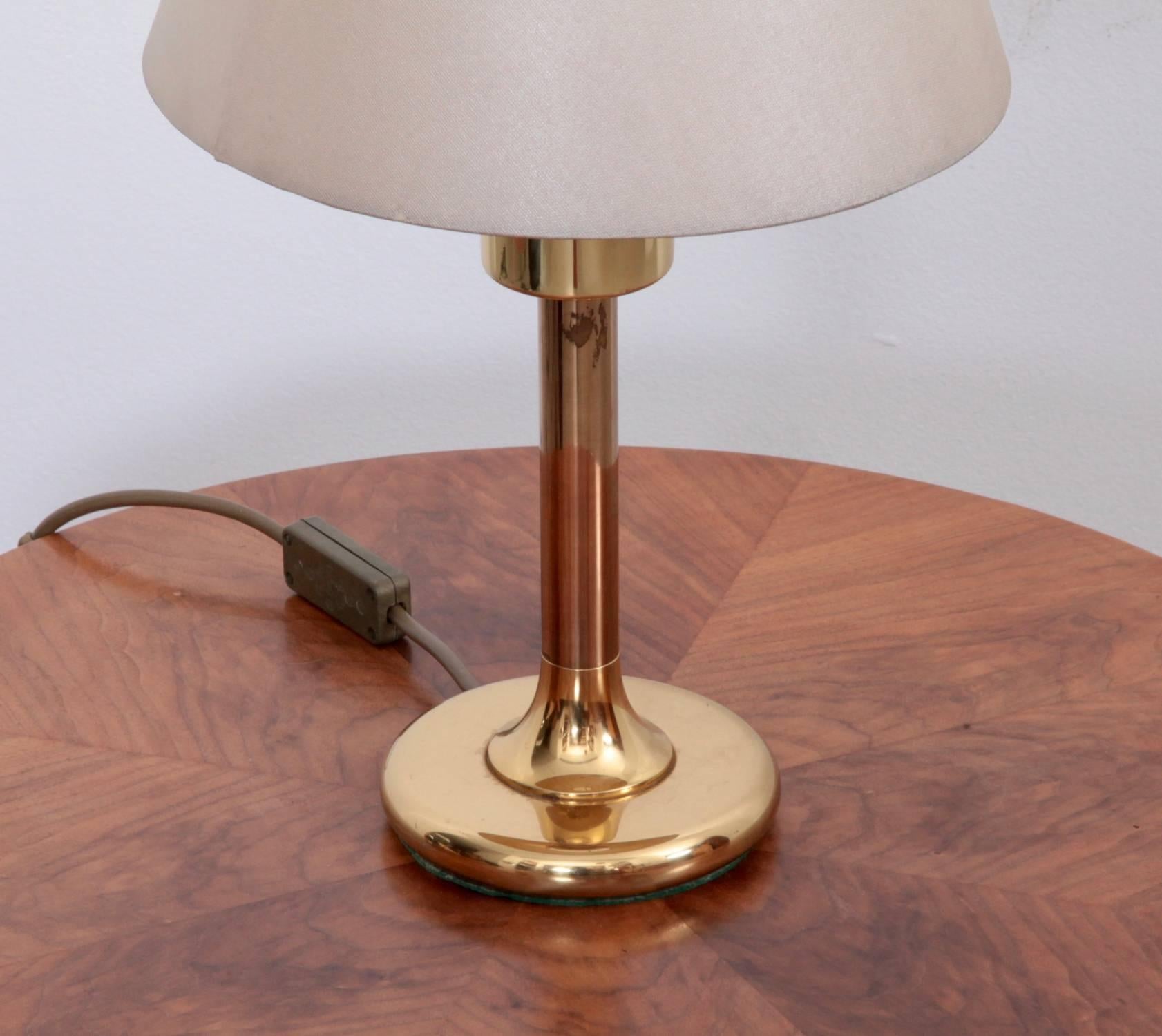 Nice Cosack table lamp out of a hotel. The lamp comes without shades. The height mentioned is without shade.

To be on the the safe side, the lamp should be checked locally by a specialist concerning local requirements.

