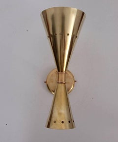 1 of 6 Brass Diabolo Wall Lamps or Scones
