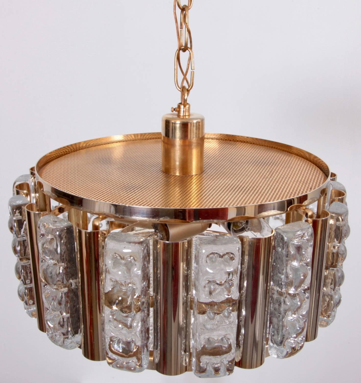 Pair of Carl Fagerlund Pendant Lamps in Brass and Orrefors Glass by Lyfa In Excellent Condition For Sale In Berlin, BE