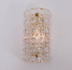 Huge Pair of Brass Carl Fagerlund Wall Lamps by Lyfa and Orrefors Glass