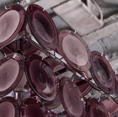 Large Amethyst Color Murano Glass Disk Chandelier by Vistosi