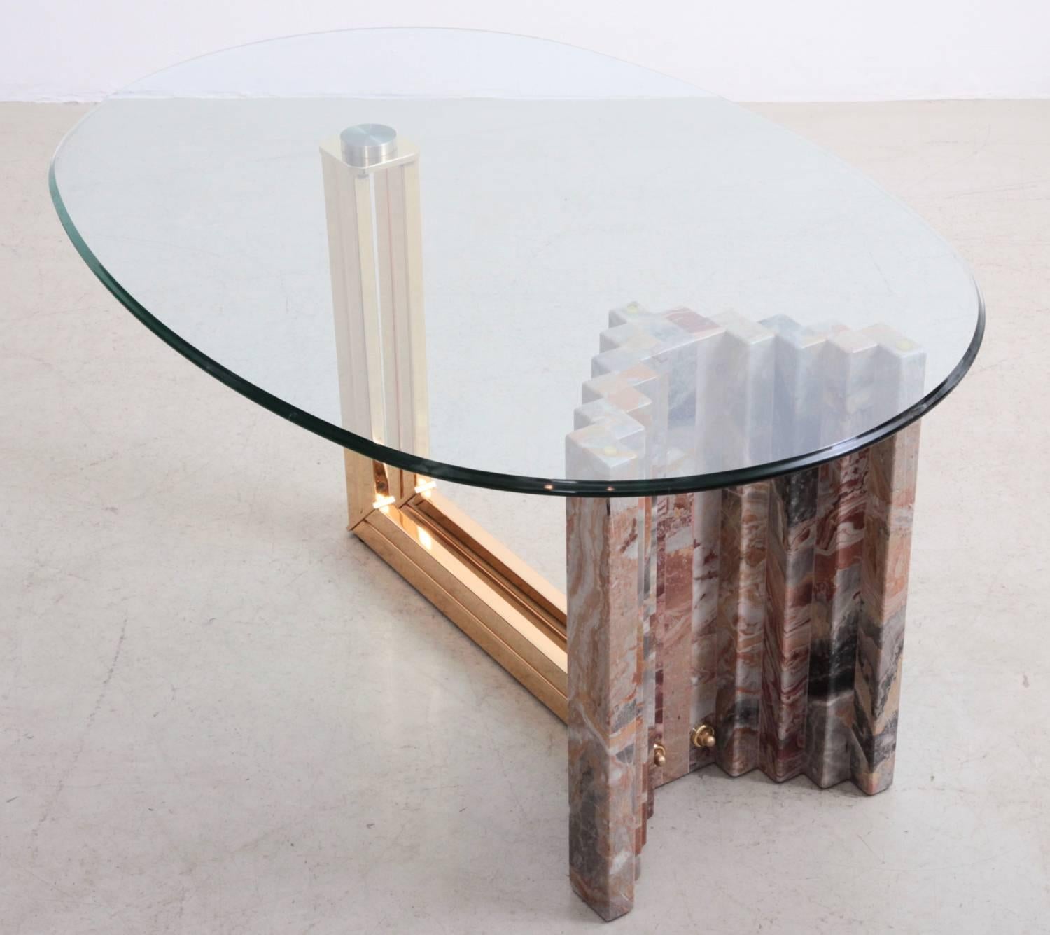 Italian 1970s Marble and Brass Coffee Table Attributed to Italo Valenti 2