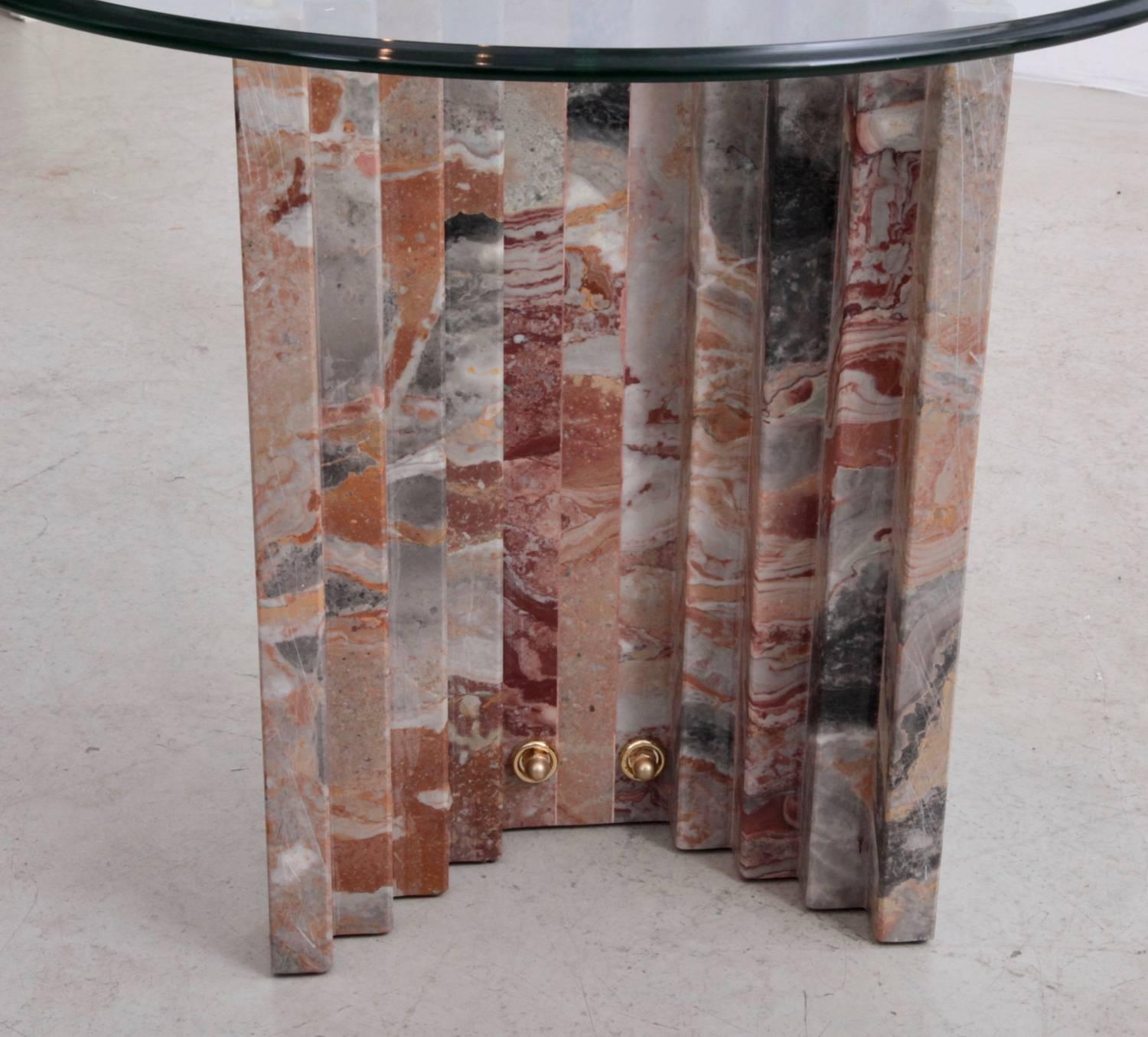 Italian 1970s Marble and Brass Coffee Table Attributed to Italo Valenti 1