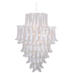 Extra Large Oversized Murano Glass Tulipani or Feather Chandelier by Mazzega