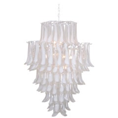 Extra Large Oversized Murano Glass Tulipani or Feather Chandelier by Mazzega
