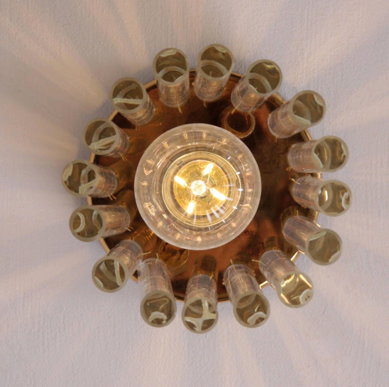 Mid-20th Century One of Six Glashütte Limburg Flush Mounts or Chandeliers in the Manner of Venini