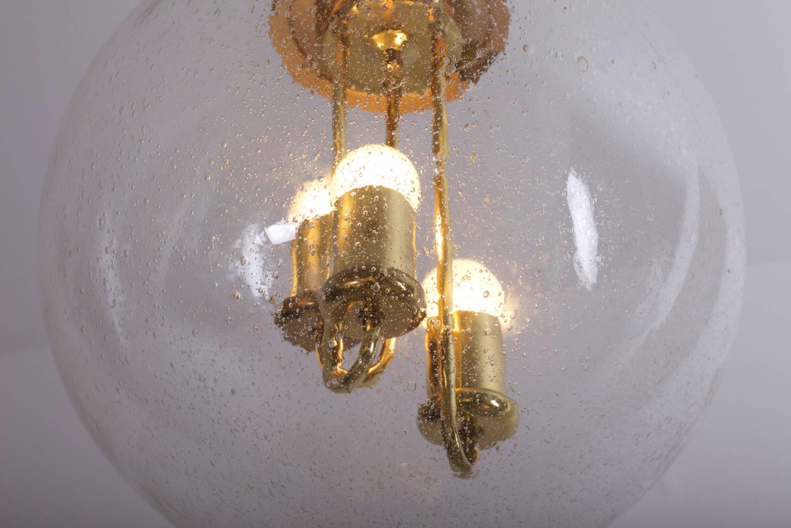 Huge Round Brass Sputnik Chandelier or Pendant Lamp by Doria In Excellent Condition For Sale In Berlin, BE