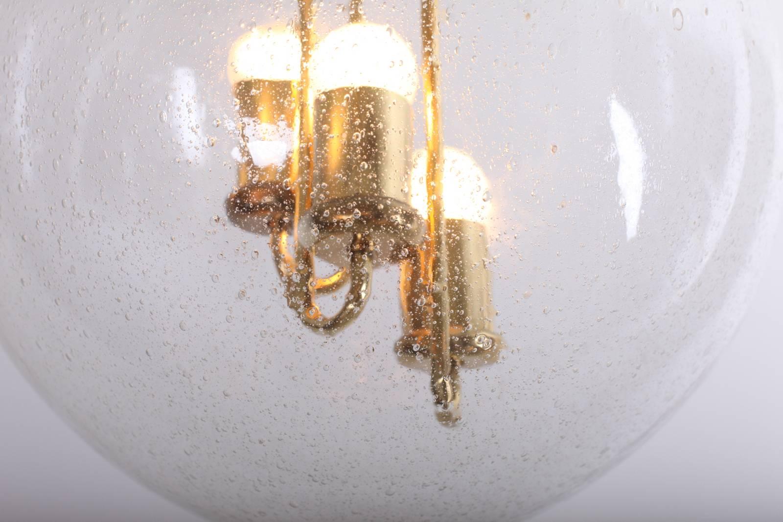 German Huge Round Brass Sputnik Chandelier or Pendant Lamp by Doria For Sale