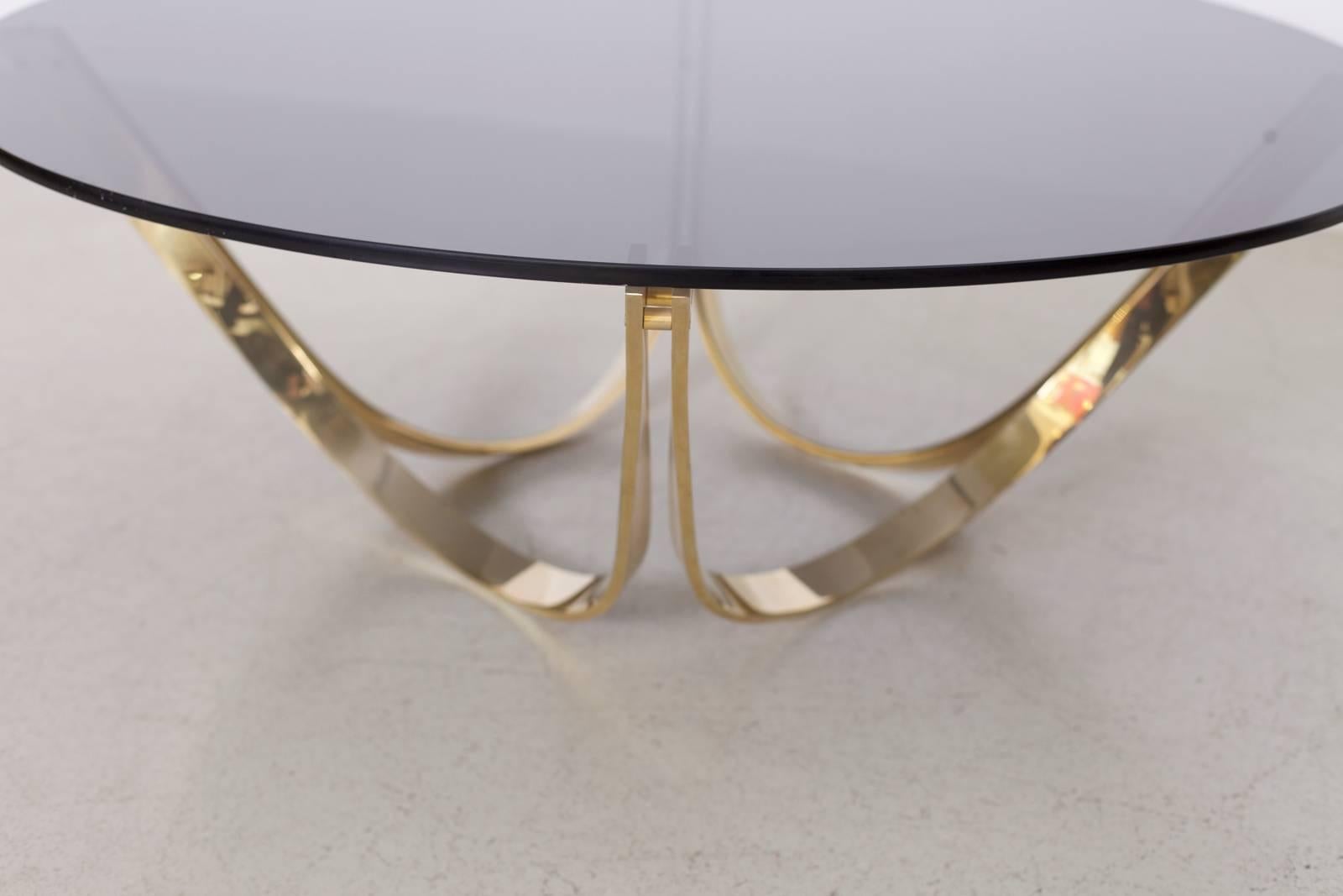 Brass and Smoked Glass Coffee Table by Tri-Mark, circa, 1971 In Excellent Condition In Berlin, BE