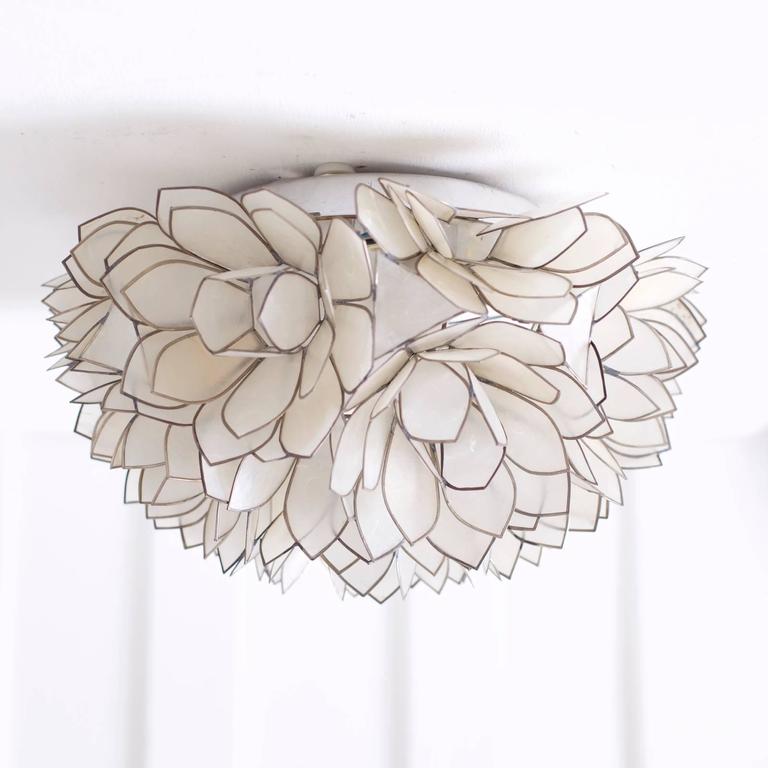 Pair Of Capiz Mother Of Pearl Shell Wall Lamp Or Flush Mount