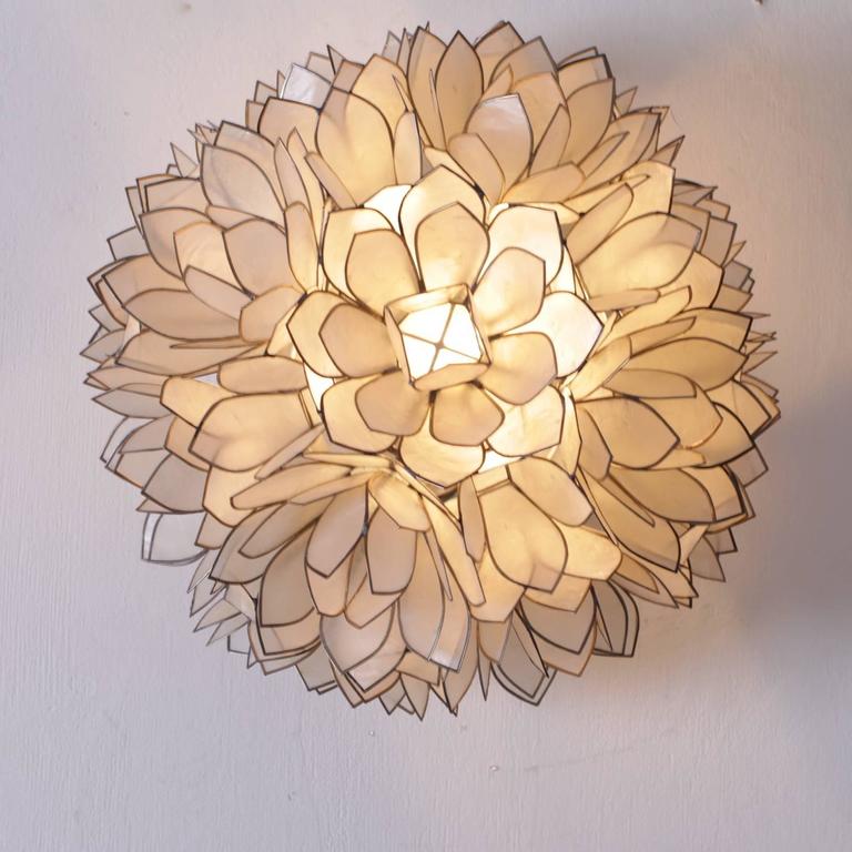 Pair Of Capiz Mother Pearl Shell Wall Lamp Or Flush Mount By Mid Century Modern Pair Of Capiz Mother Pearl Shell Wall Lamp Or Flush Mount