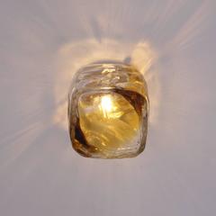 Murano Glass and Brass Cube Flush Mount or Wall Lights or Sconces by TZ