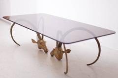 Ibex or Ram's Head Brass Coffee Table in the Manner of Chervet