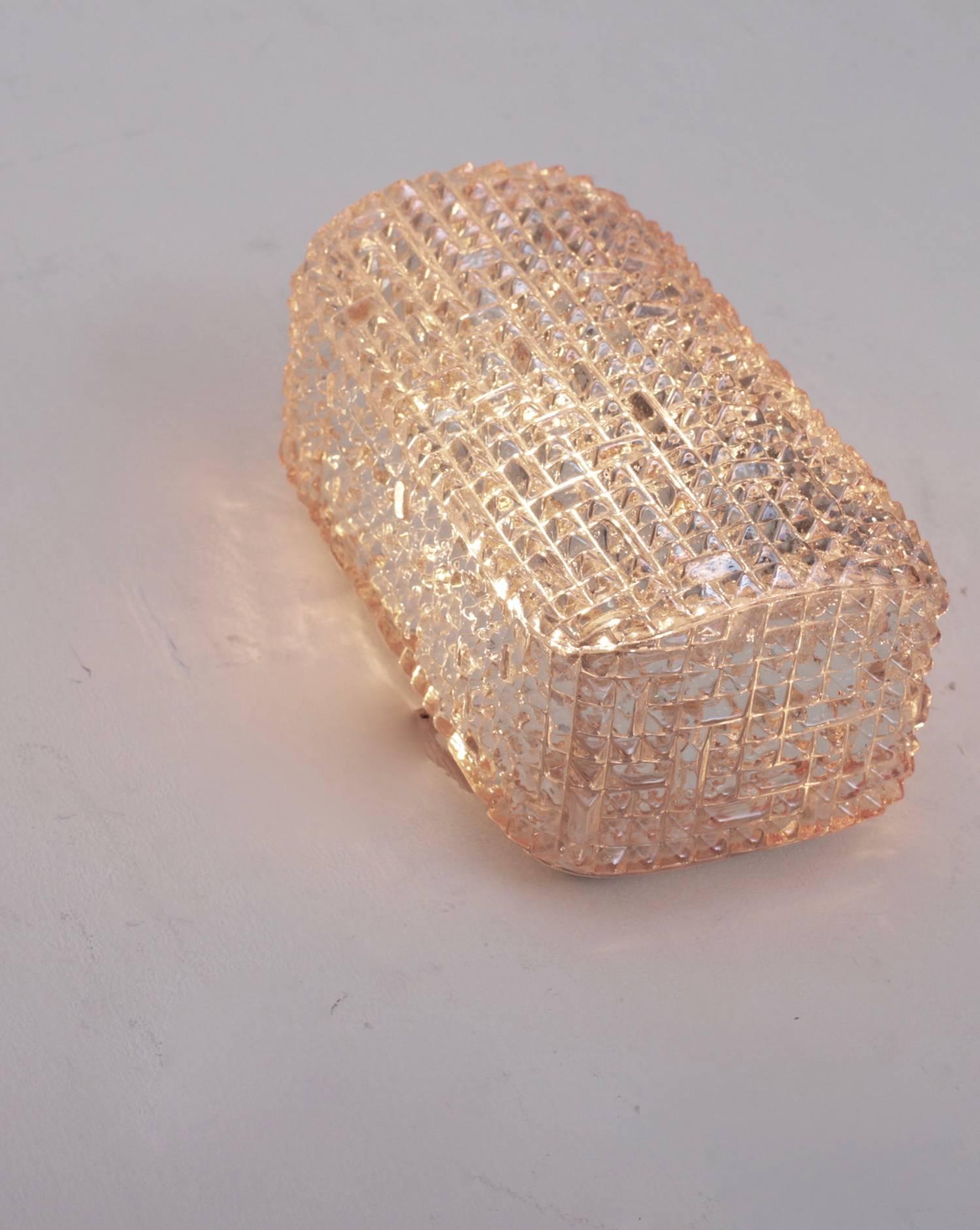 Mid-Century Modern Glass Sconce or Wall Light in Crystal Design by Glashütte Limburg For Sale