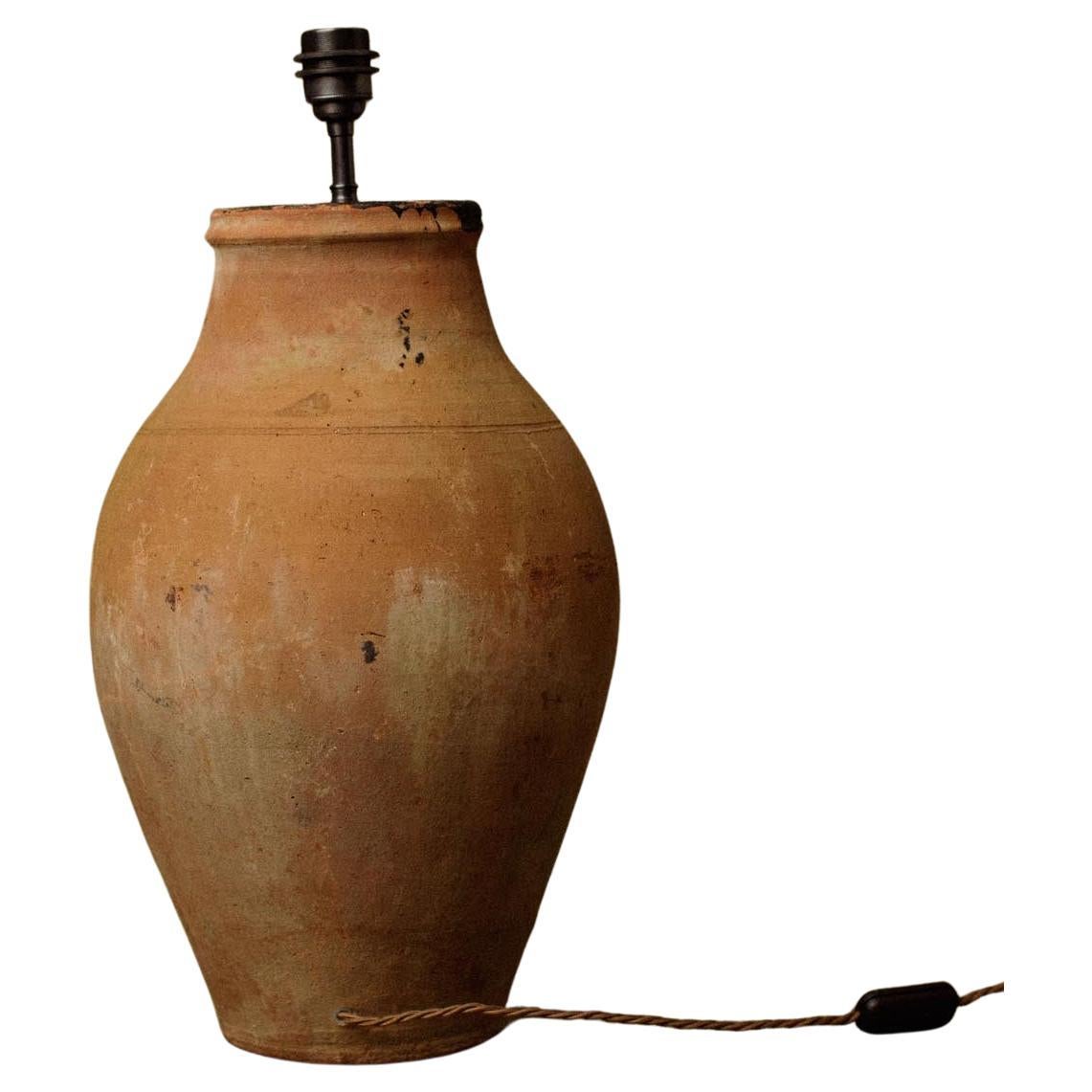 Lampe de table en céramique turque, tournée à la main, 20e siècle, antiquité