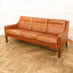 1960s Cognac Leather Sofa after Børge Mogensen, 2213