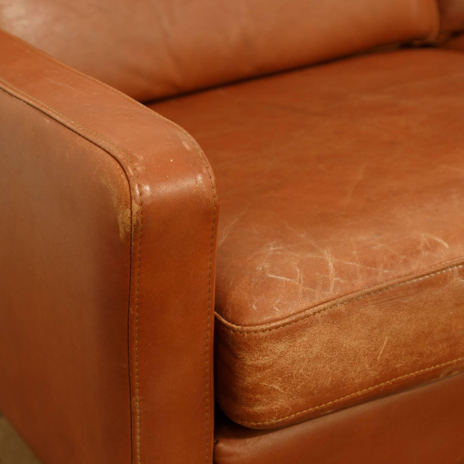 1960s Cognac Leather Sofa after Børge Mogensen, 2213 2