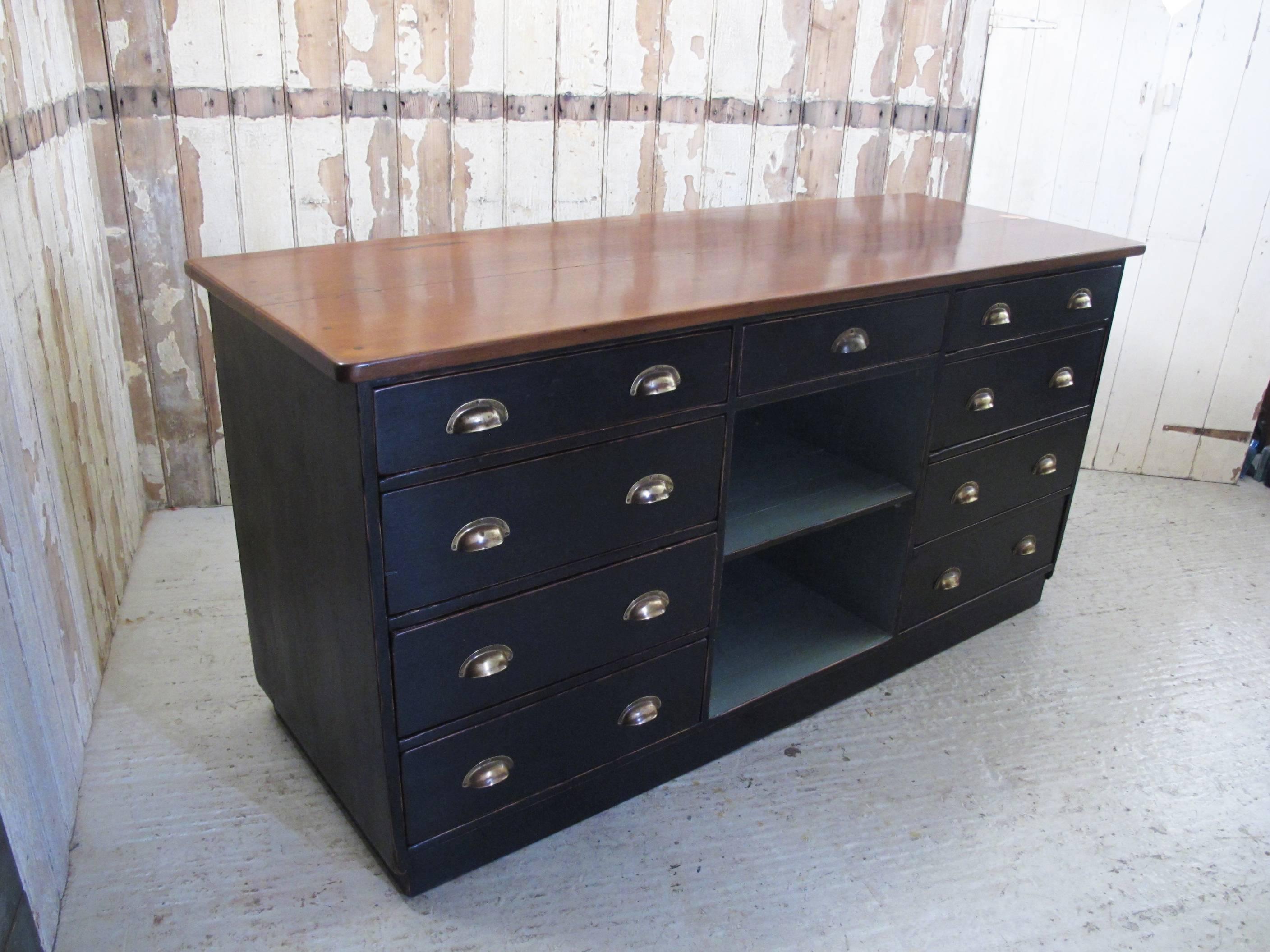 20th Century Edwardian Shop Counter with Drawers, circa 1910, Ex. West-Country Chemist