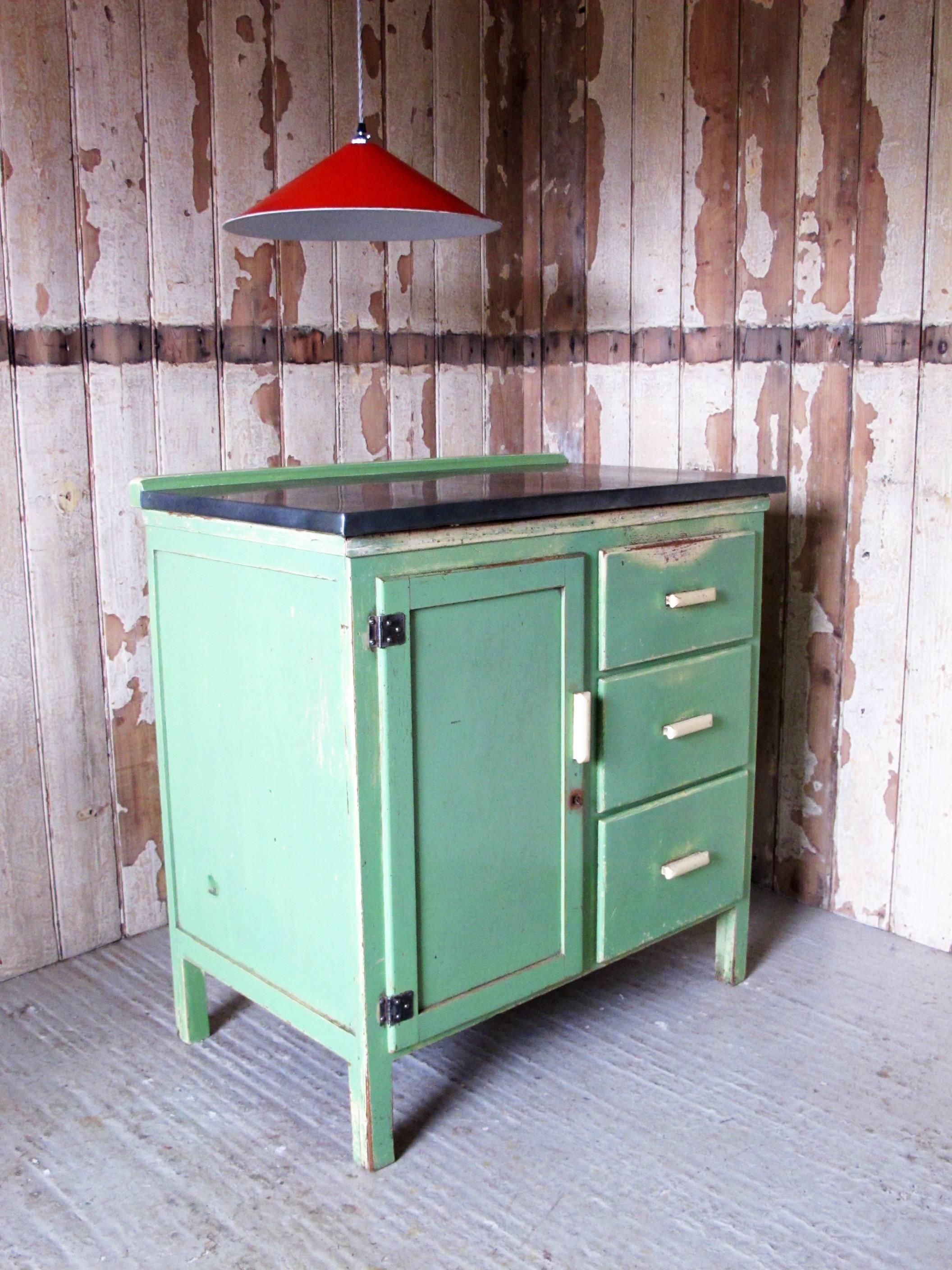 Modern Vintage Zinc-Topped Cupboard