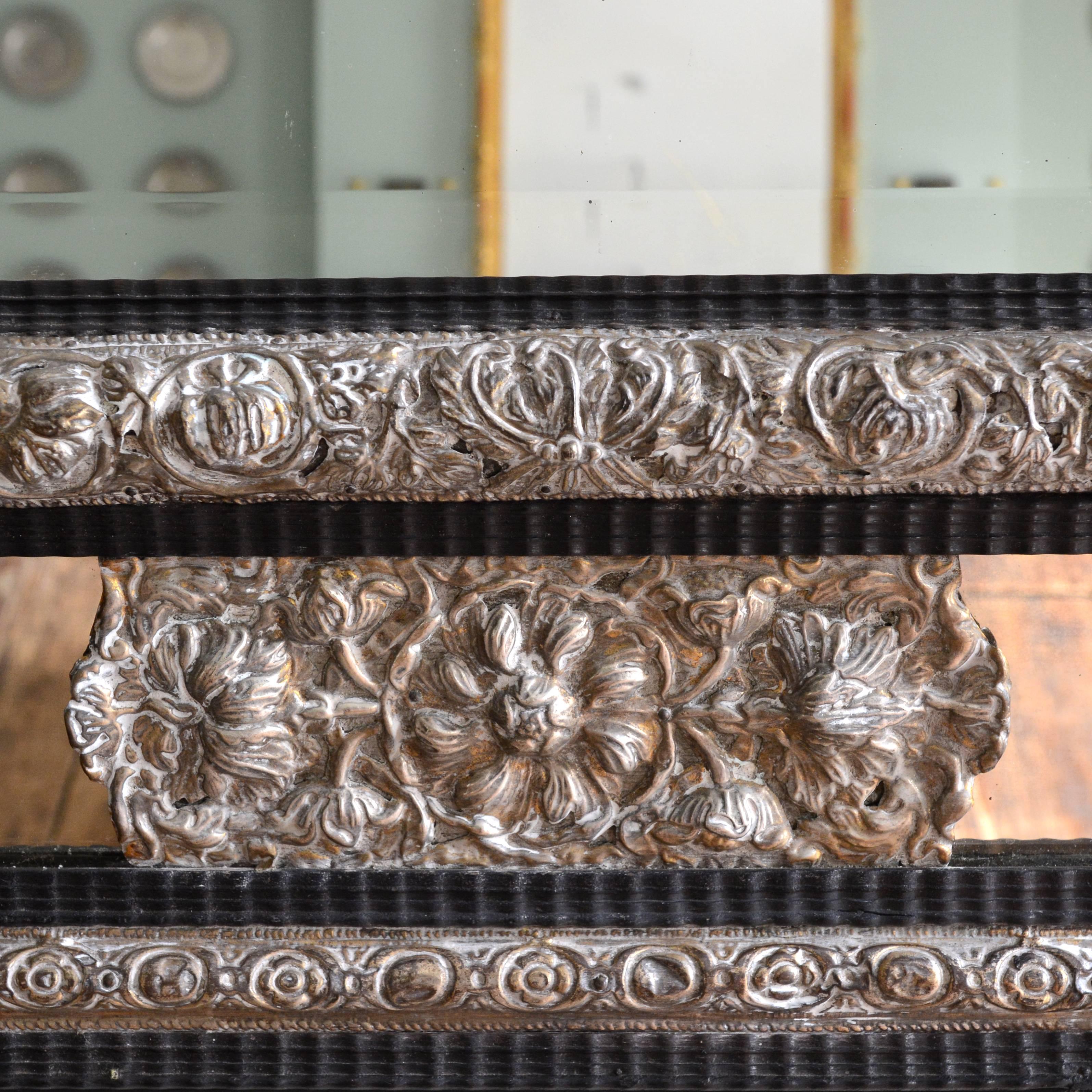 Baroque Dutch Ripple Moulded and Silvered Repoussé Marginal Mirror