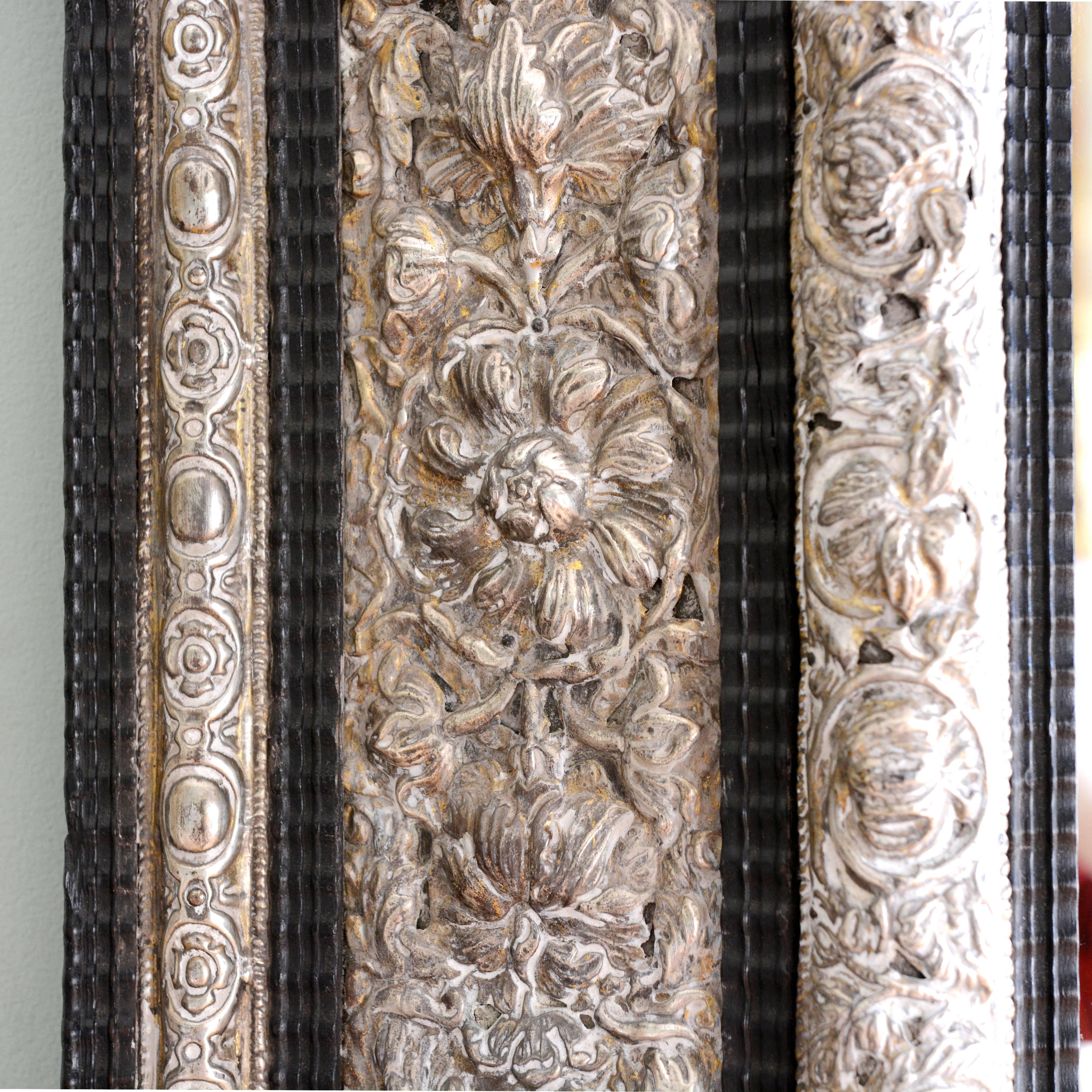 Dutch Ripple Moulded and Silvered Repoussé Marginal Mirror 3