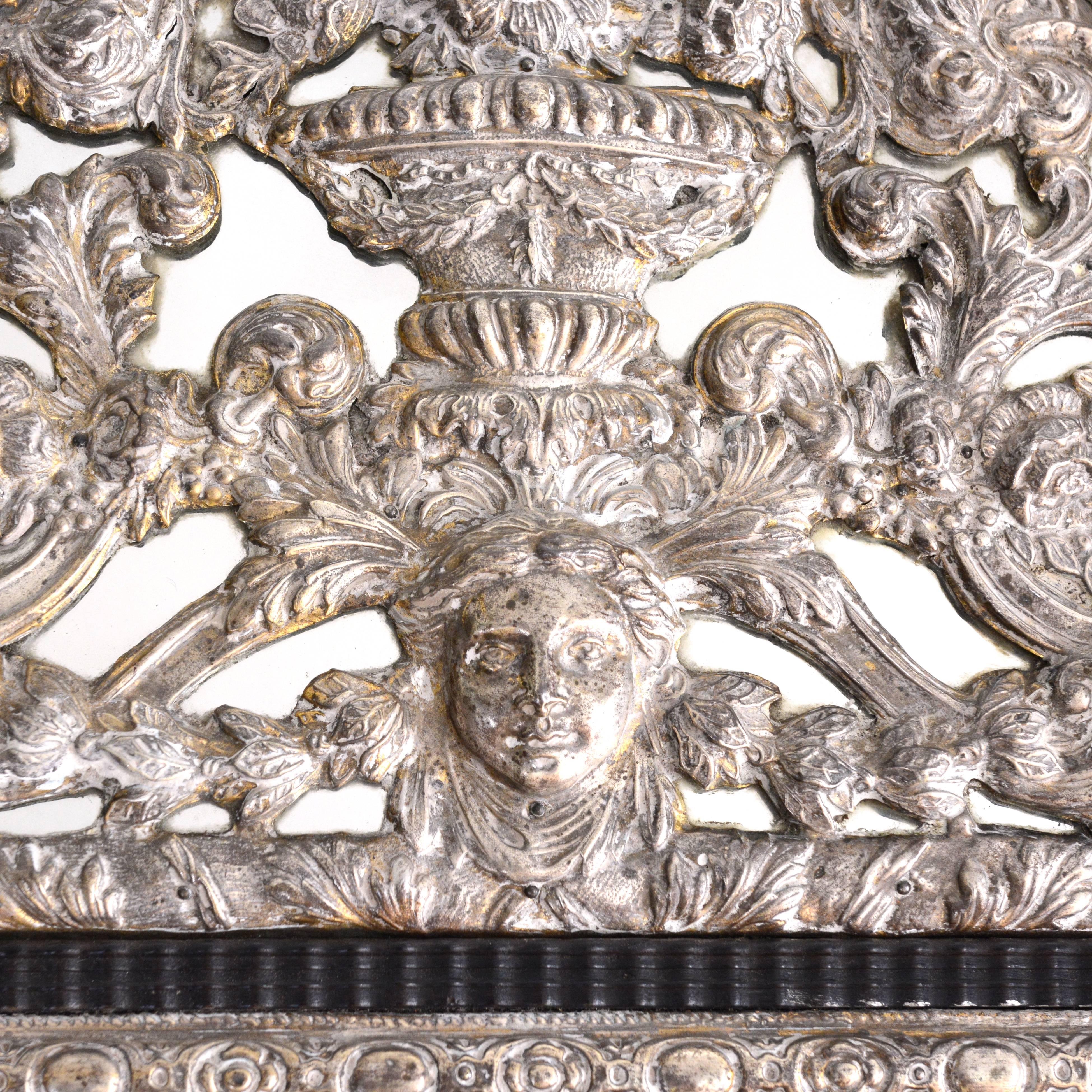 Dutch Ripple Moulded and Silvered Repoussé Marginal Mirror 4