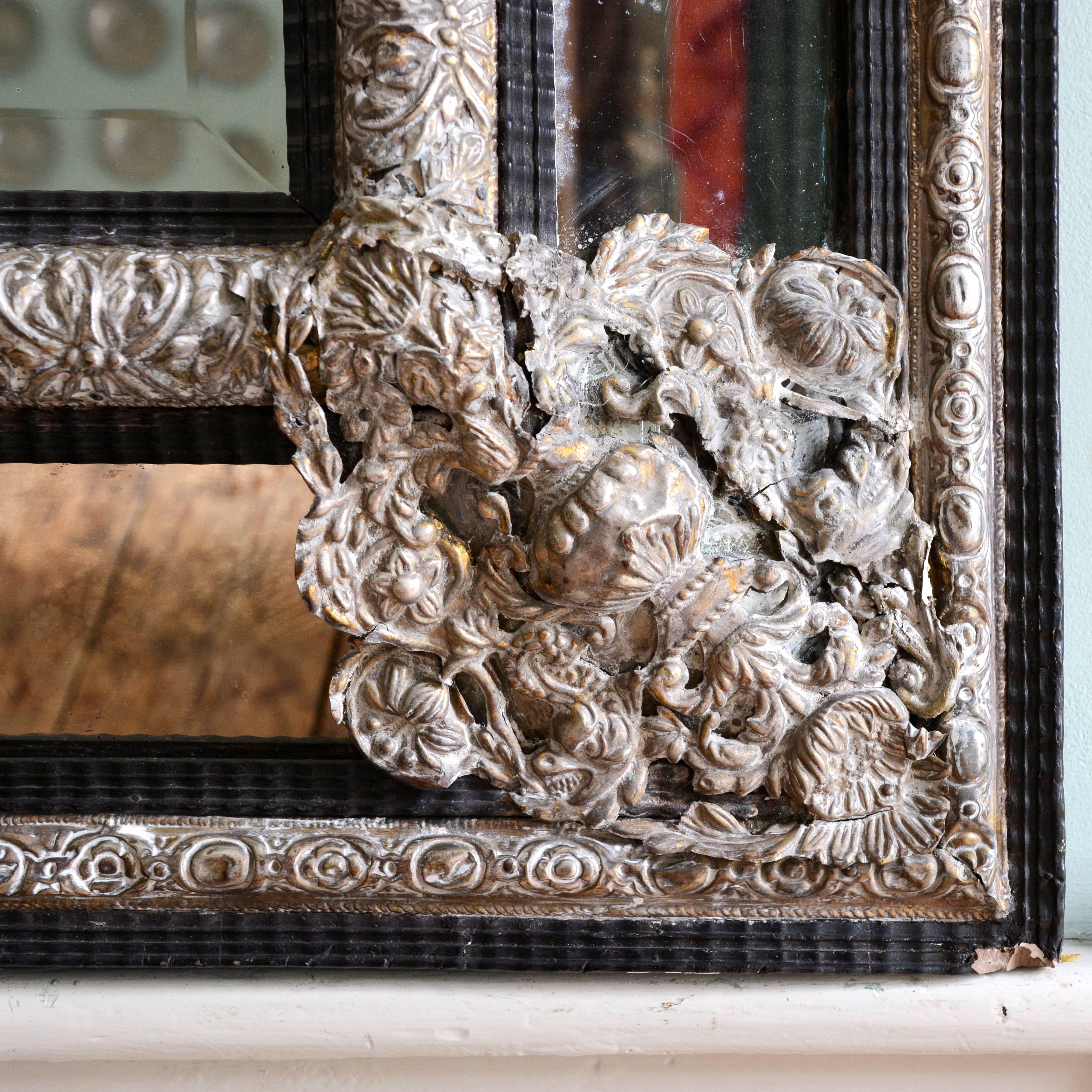 Dutch Ripple Moulded and Silvered Repoussé Marginal Mirror 5