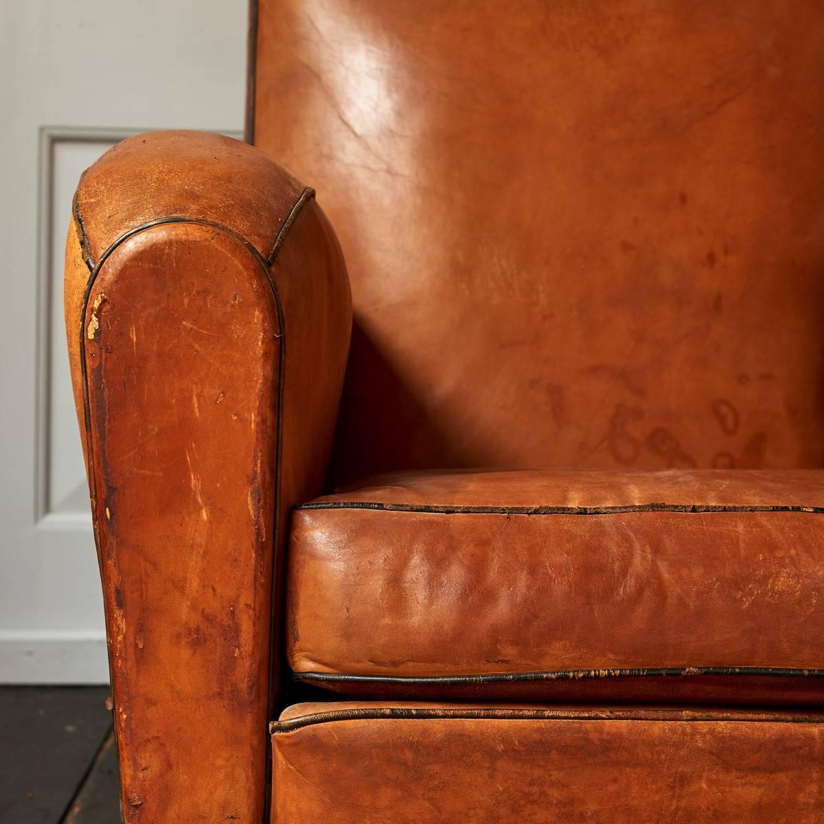 Mid-20th Century Pair of 1930s Leather Club Chairs