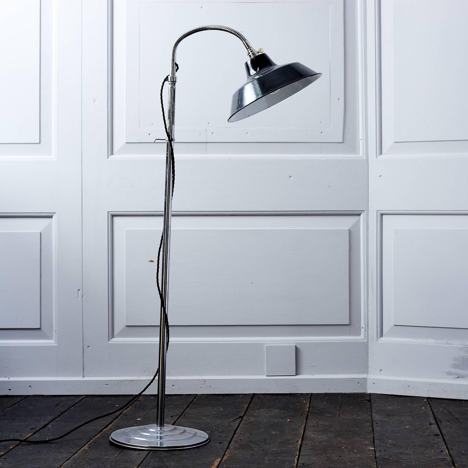 Industrial Chrome and Enamel Goose Neck Anglepoise