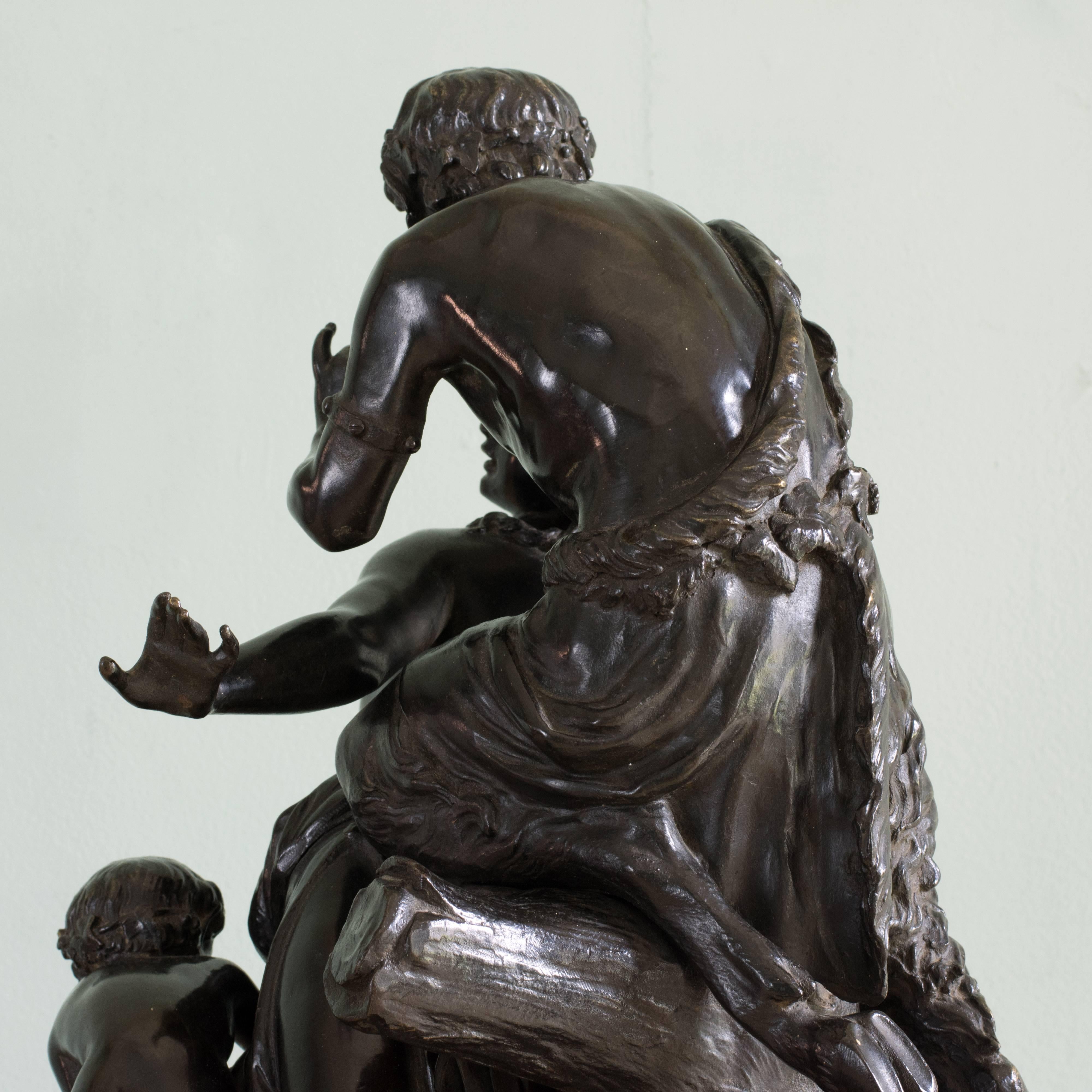 European Bronze Sculpture of a Nymph, Satyr and Putti after Clodion