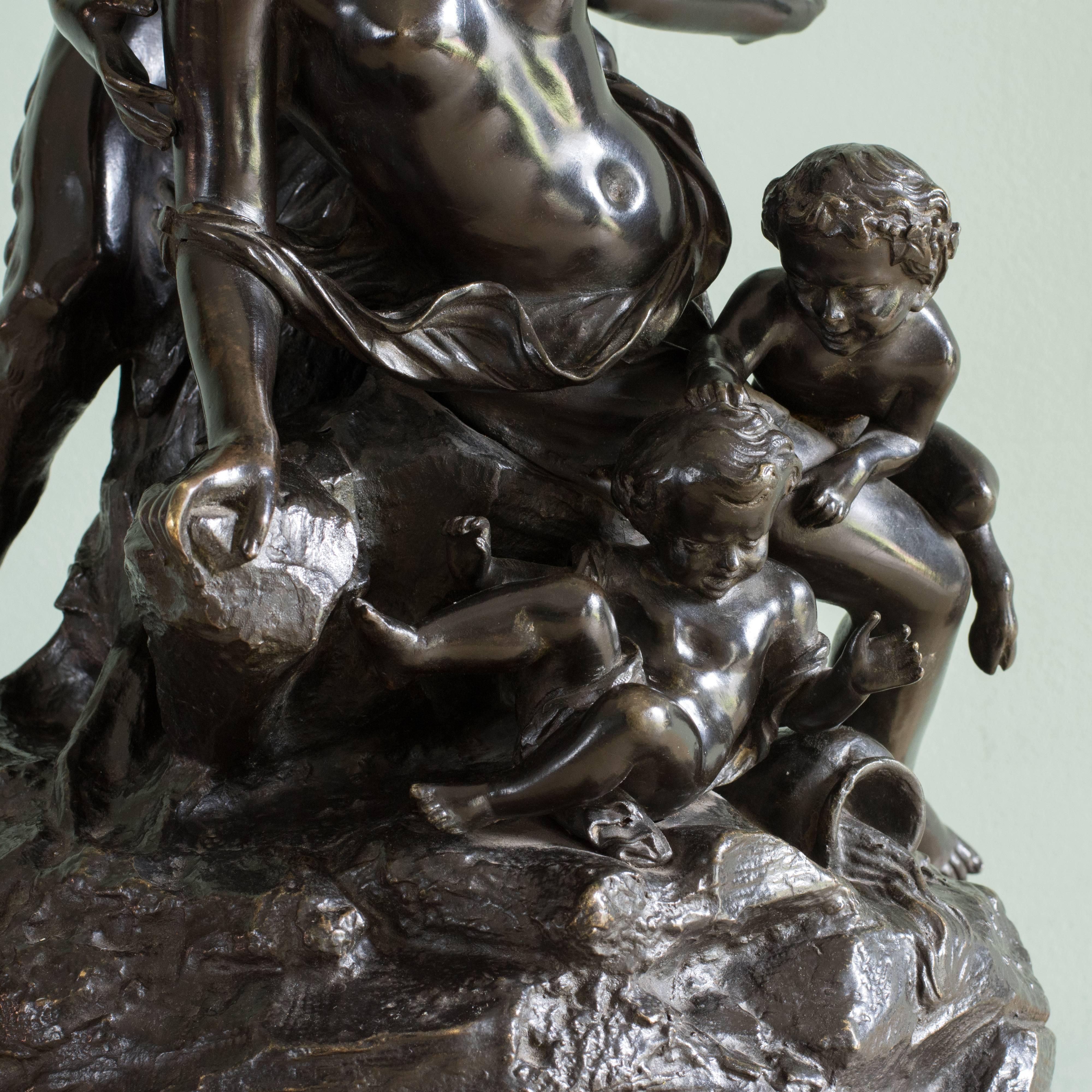 Bronze Sculpture of a Nymph, Satyr and Putti after Clodion In Excellent Condition In London, GB