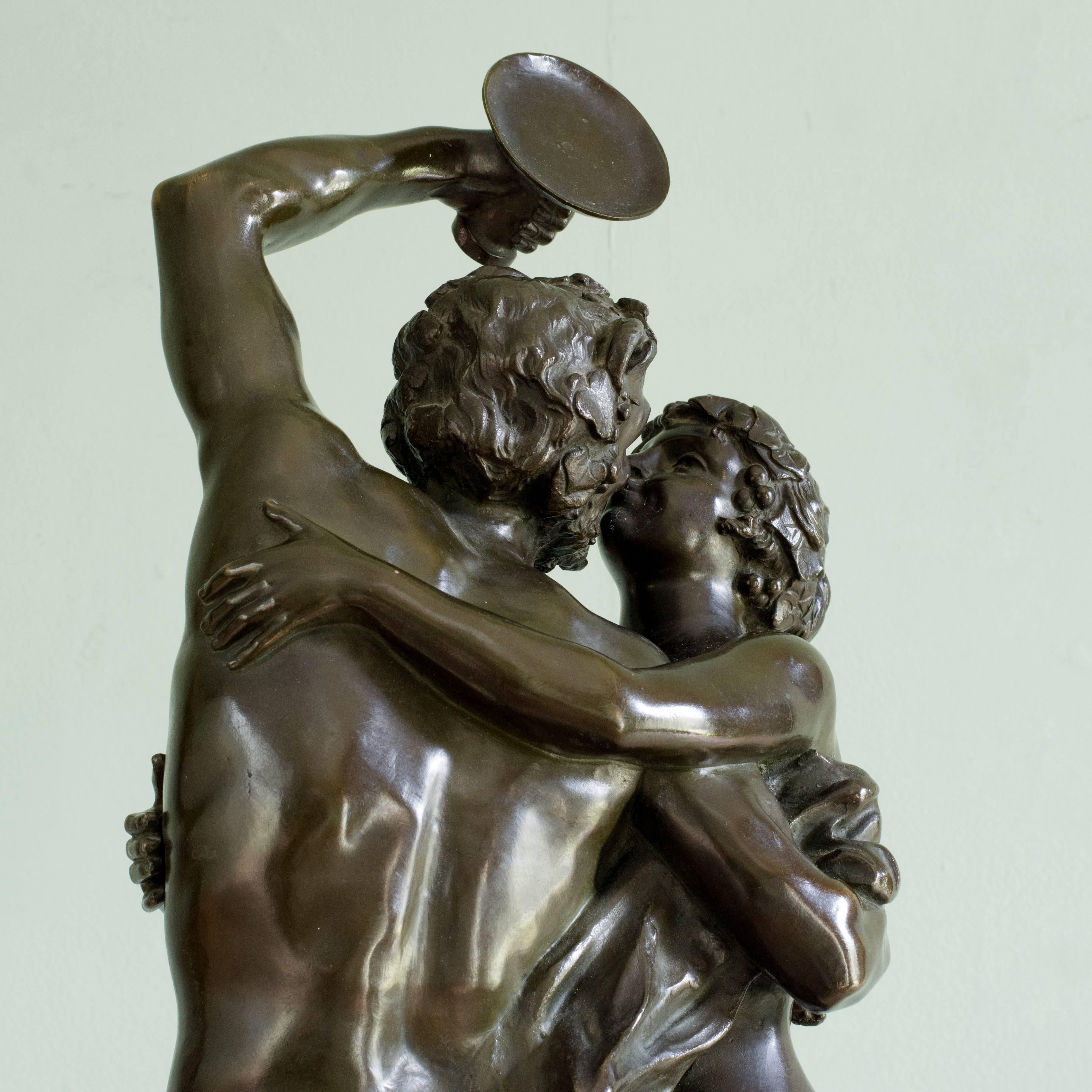 Bronze Sculpture of a Satyr with Bacchante, after Claude Michel 'Clodion' In Excellent Condition In London, GB