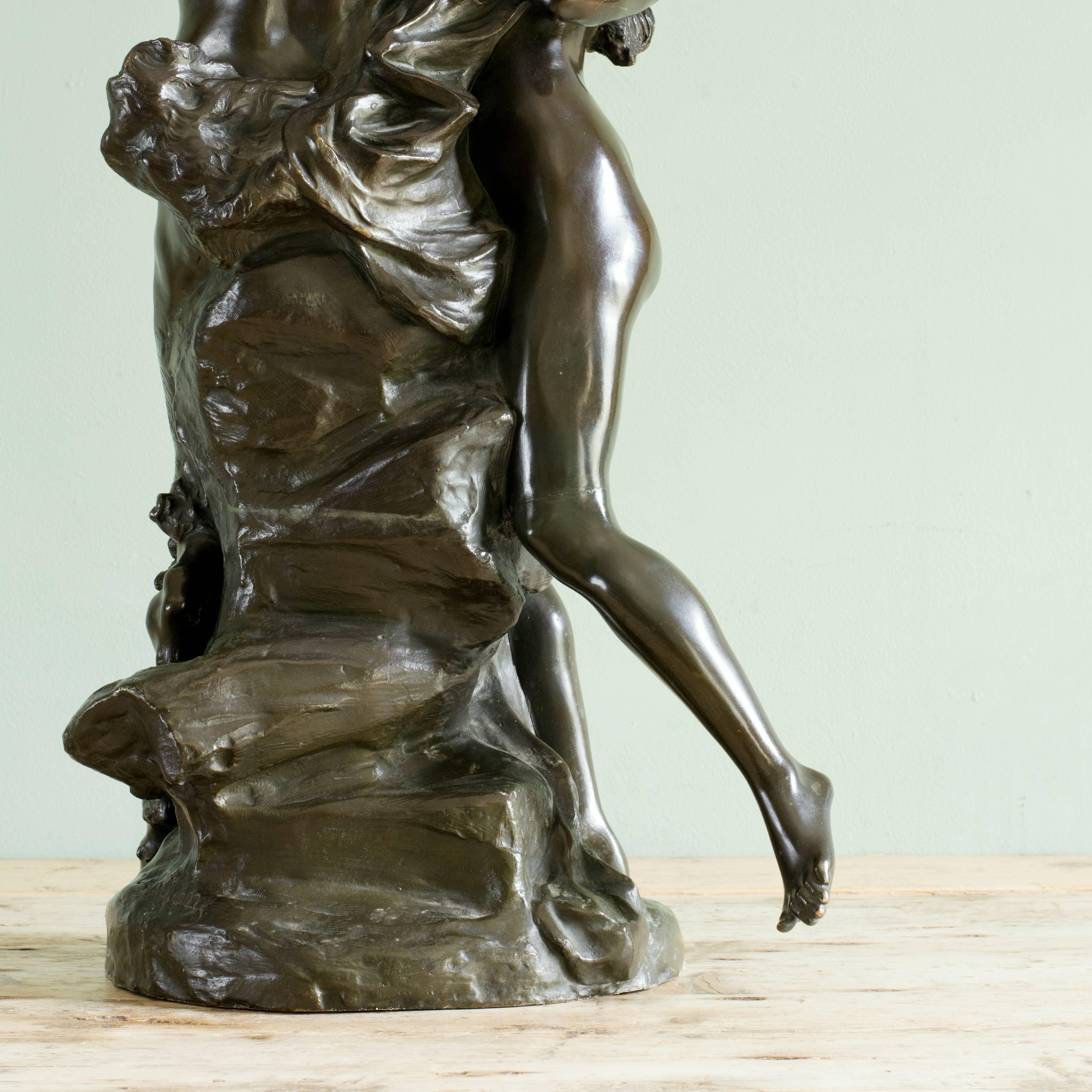 19th Century Bronze Sculpture of a Satyr with Bacchante, after Claude Michel 'Clodion'