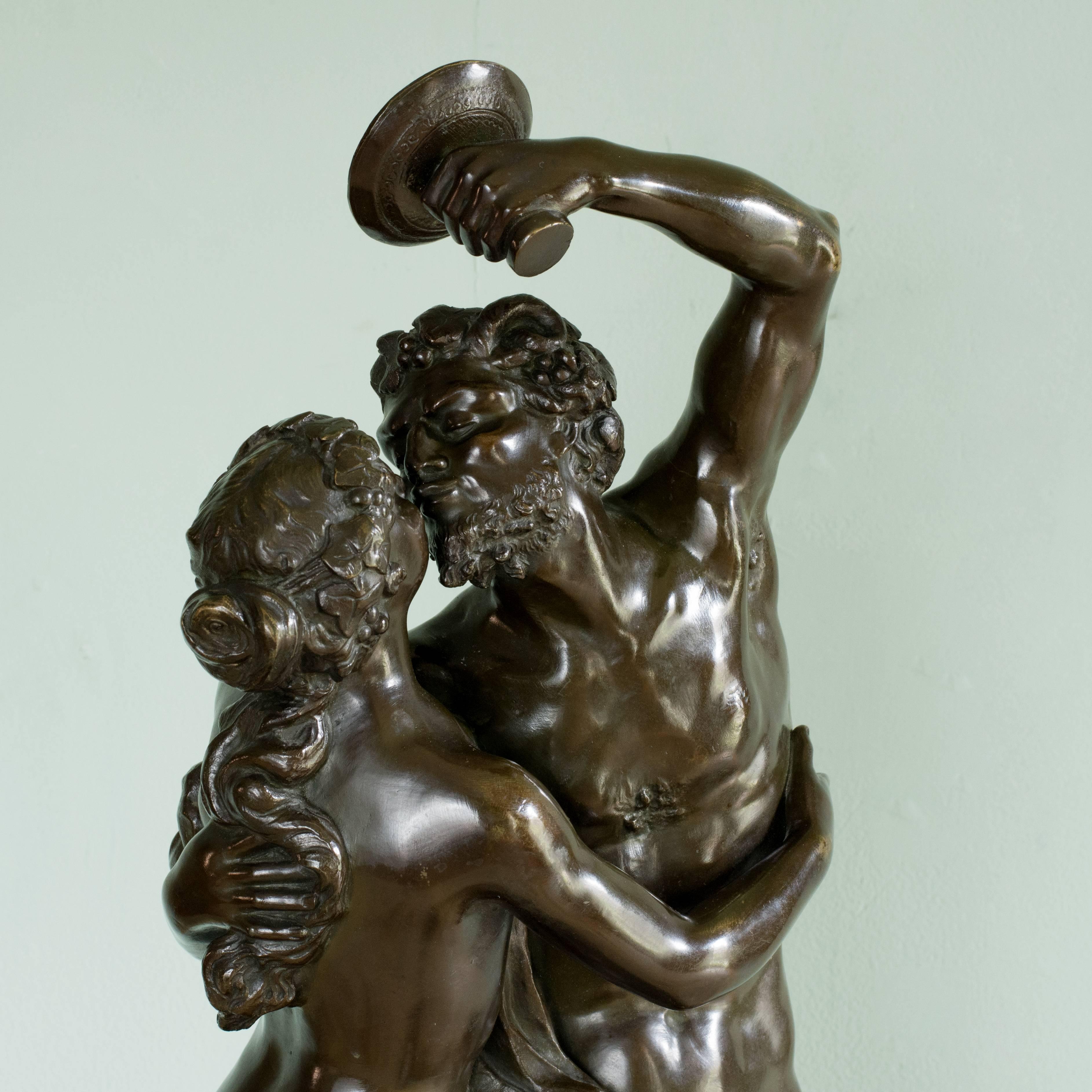 Bronze Sculpture of a Satyr with Bacchante, after Claude Michel 'Clodion' 1