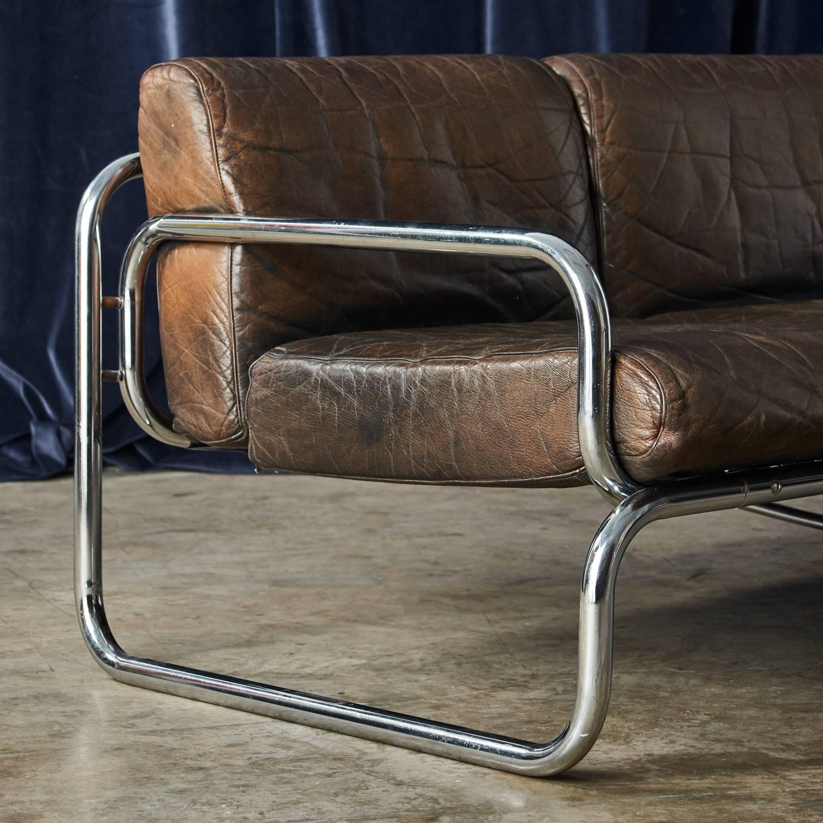 Rodney Kinsman Brown Leather Sofa 1