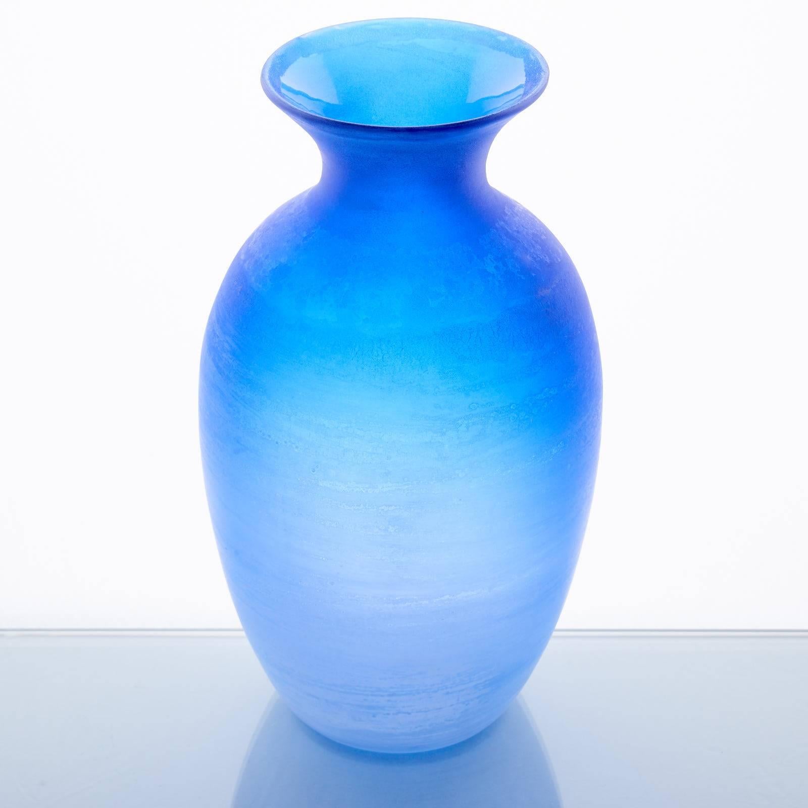 A cobalt blue Murano glass vase with 'scavo' finish, 1970s by Cenedese.
