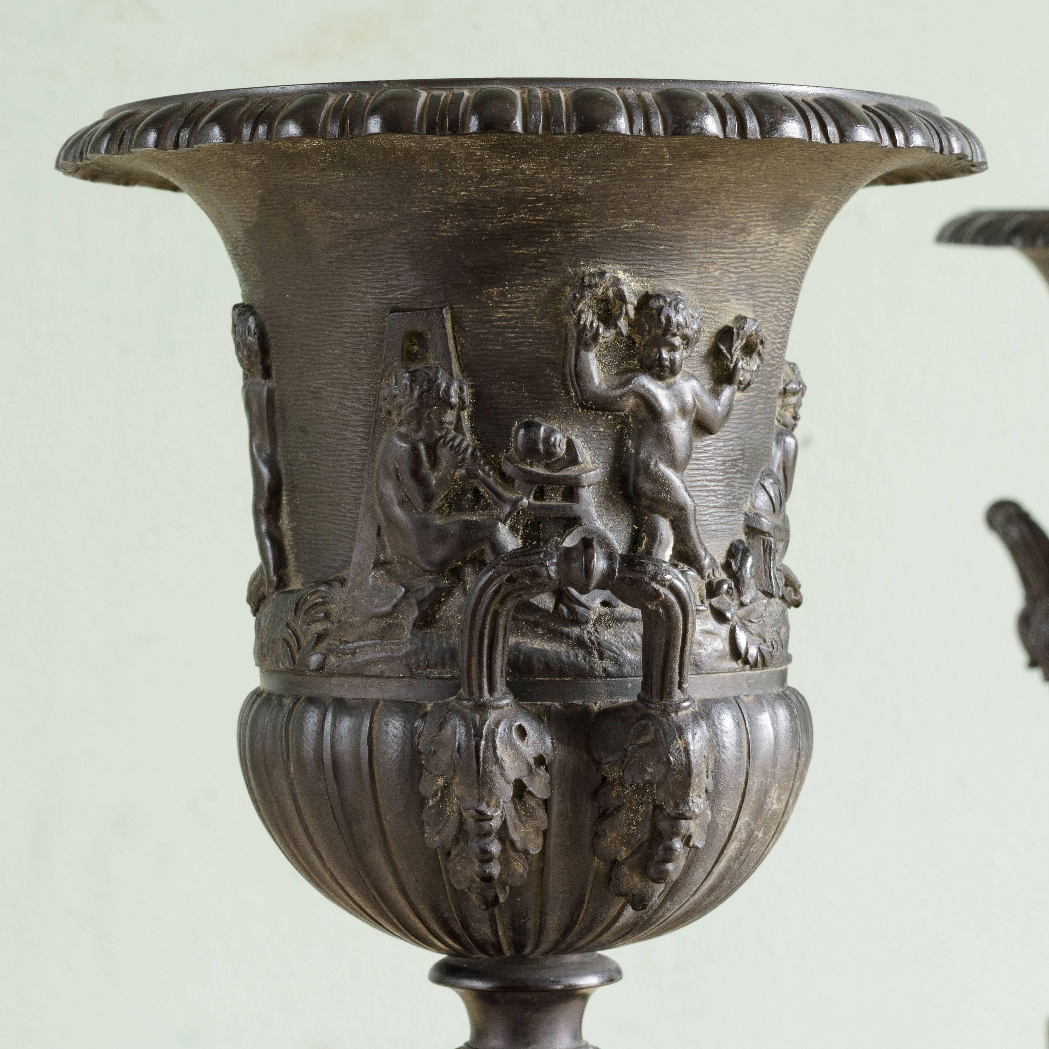 Classical Roman 19th Century Mantel Urns