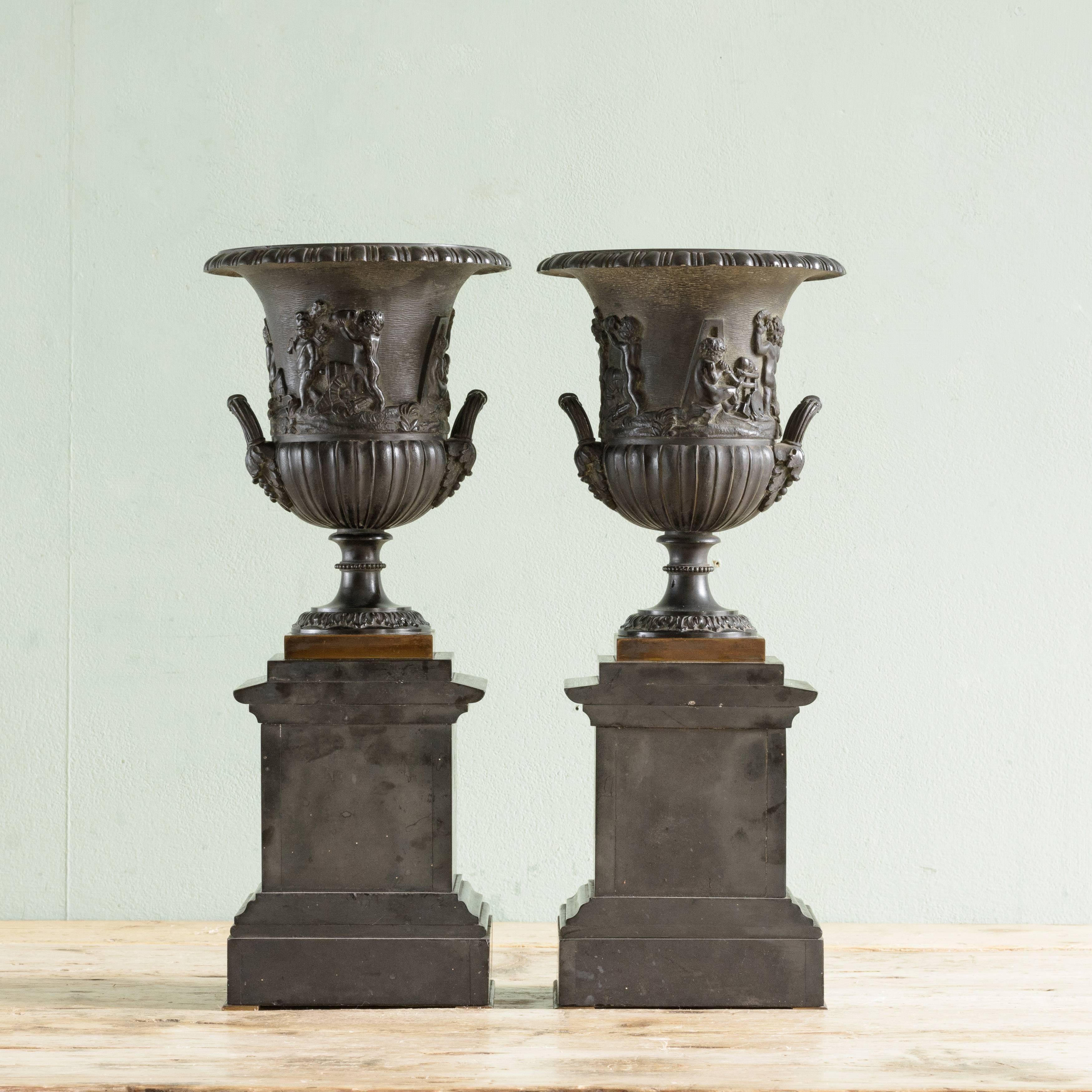 Bronze 19th Century Mantel Urns