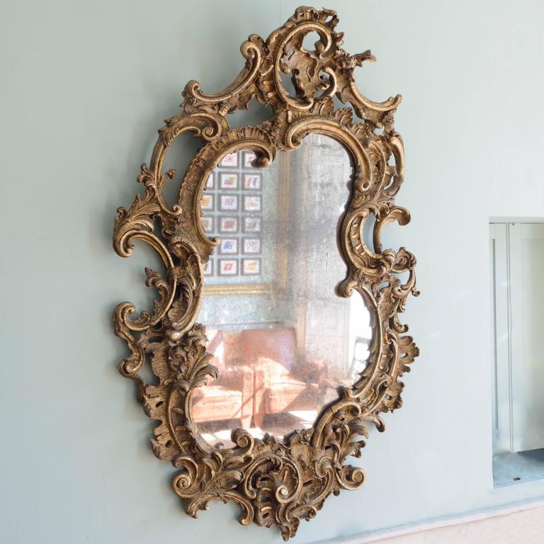 Large 19th Century Rococo Revival Wall Mirror For Sale at 1stdibs