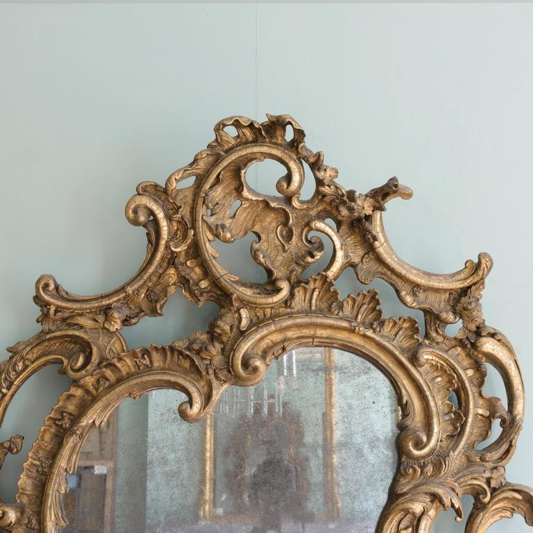 Large 19th Century Rococo Revival Wall Mirror For Sale at 1stdibs