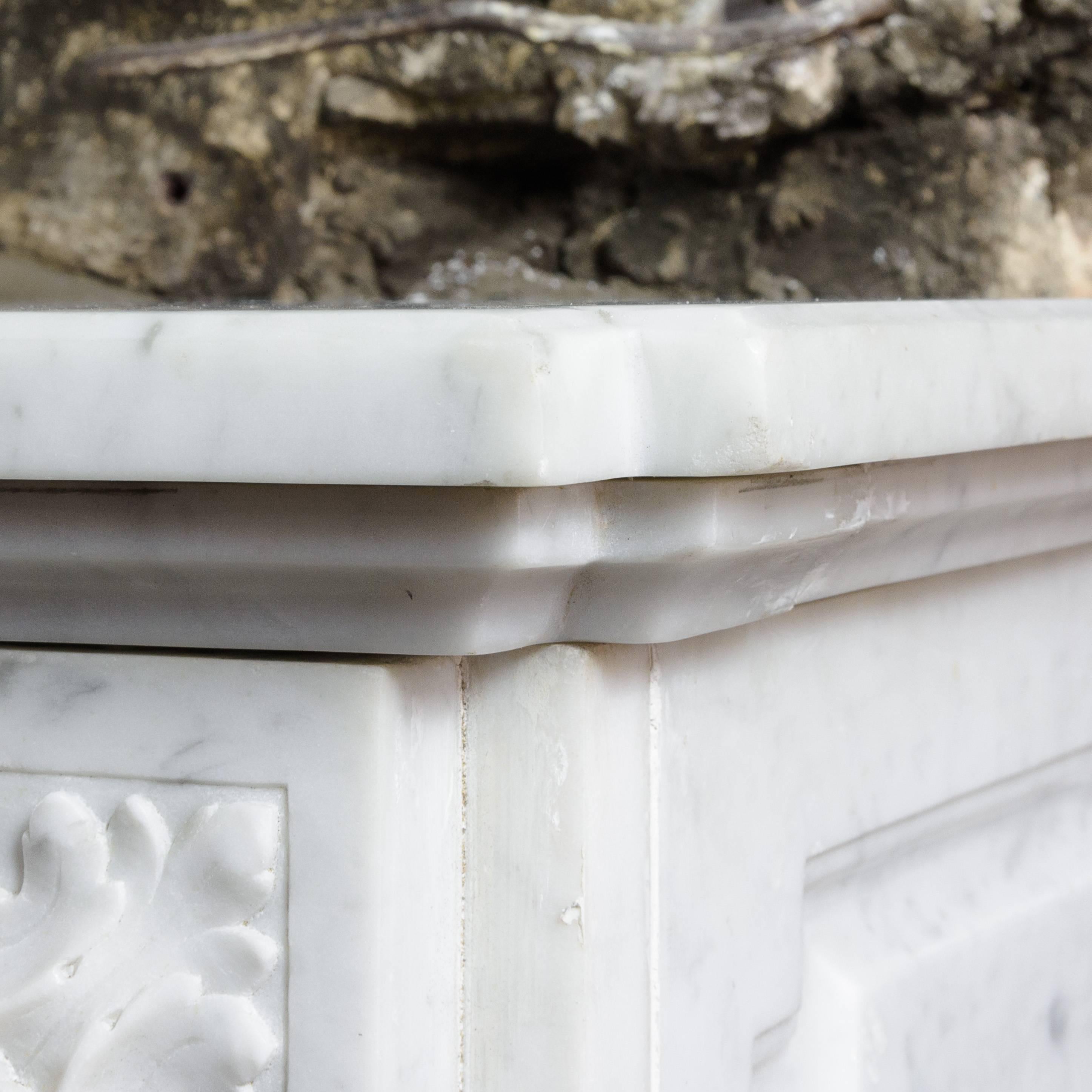French 19th Century Carrara Marble Fireplace 4