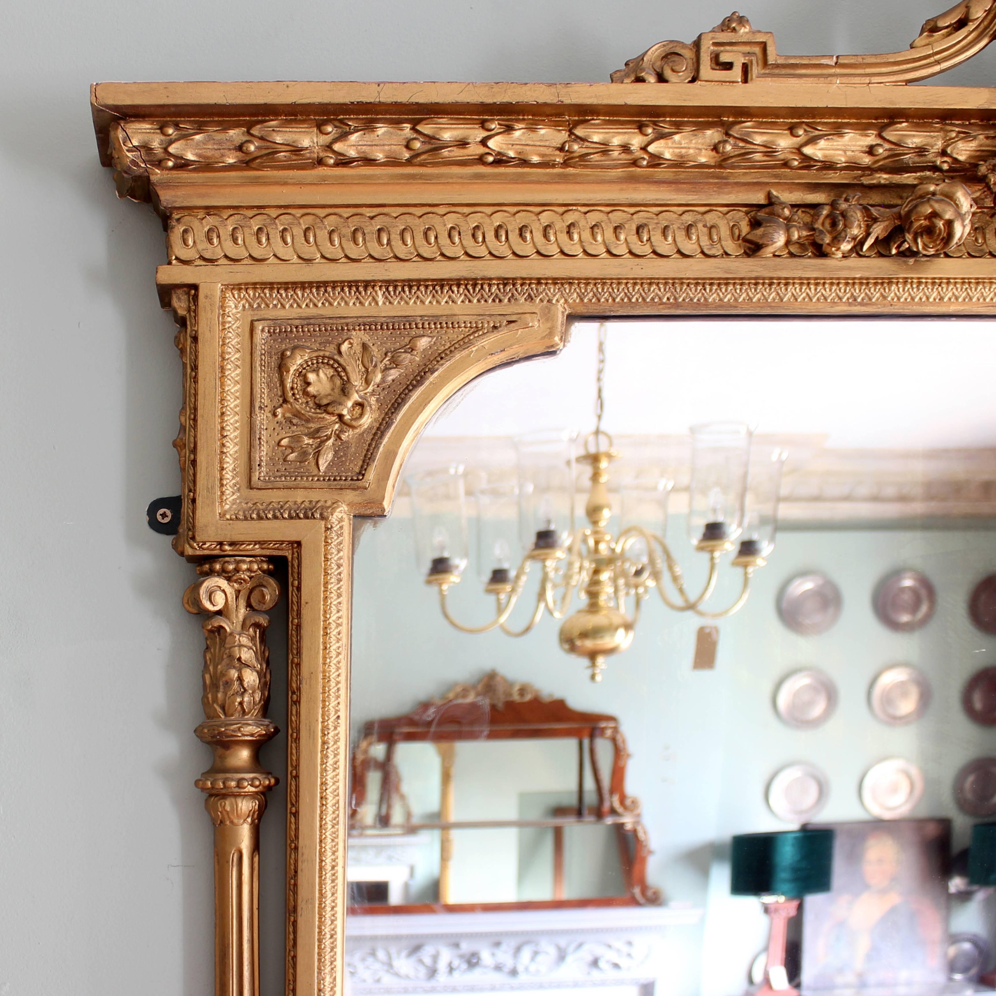 Late 19th Century Mid-Victorian Giltwood Overmantle Mirror