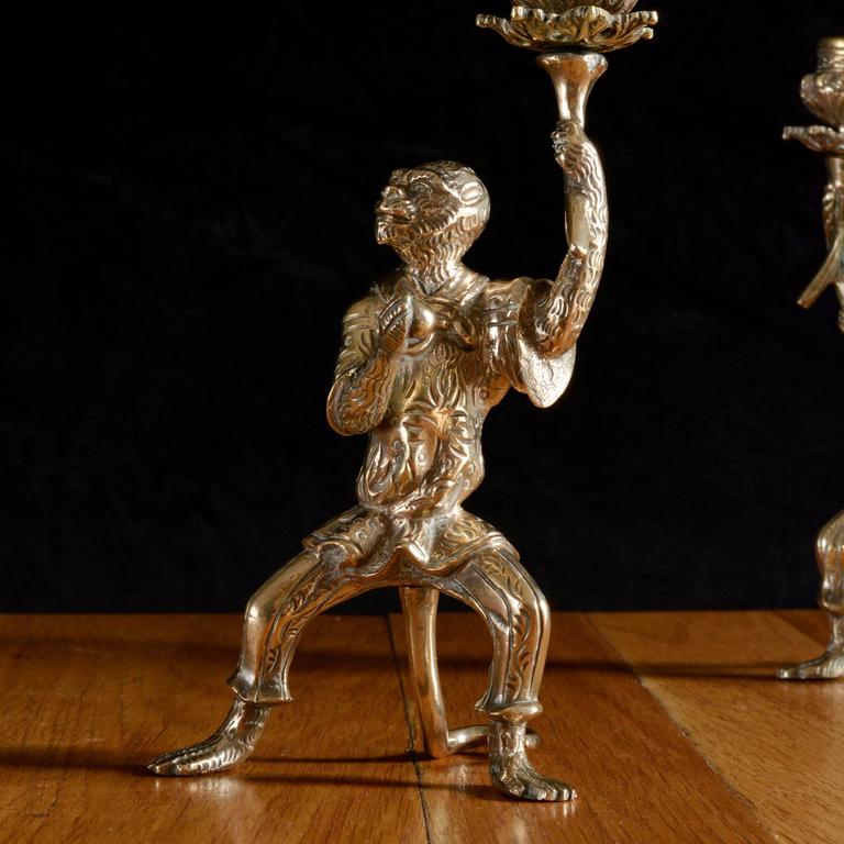 Bronze Monkey Candlesticks at 1stDibs bronze monkey candle holder