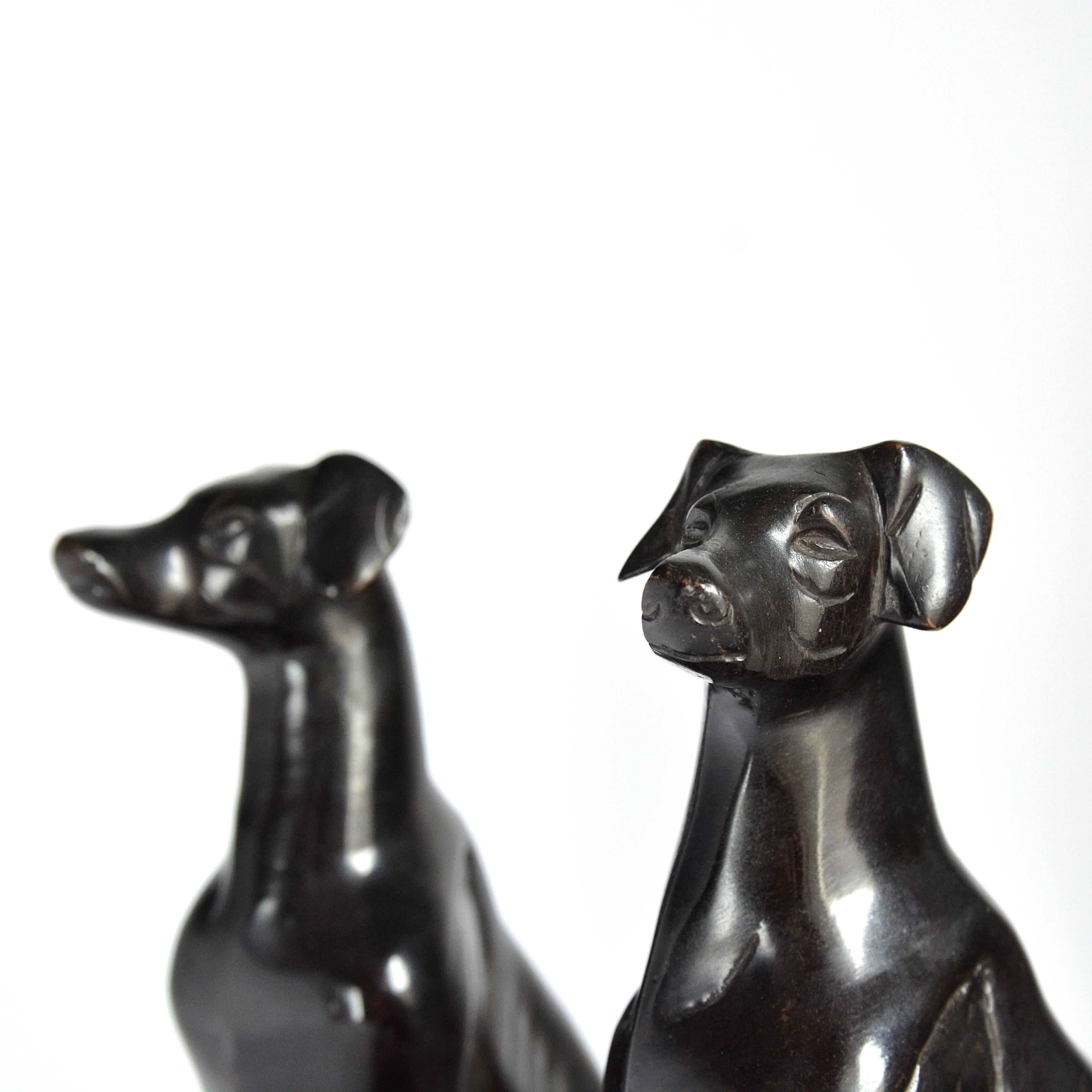 20th Century Bronze Dog Bookends